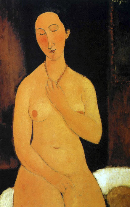 Reproduction du tableau « Nu assis au collier - Amedeo Modigliani » par Alpha Reproduction en peinture à l’huile