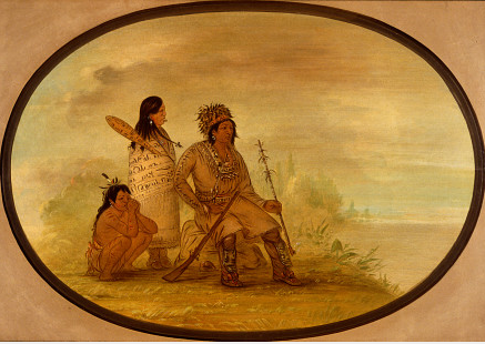Un vieil Indien Nayas, sa petite-fille et un garçon - George Catlin