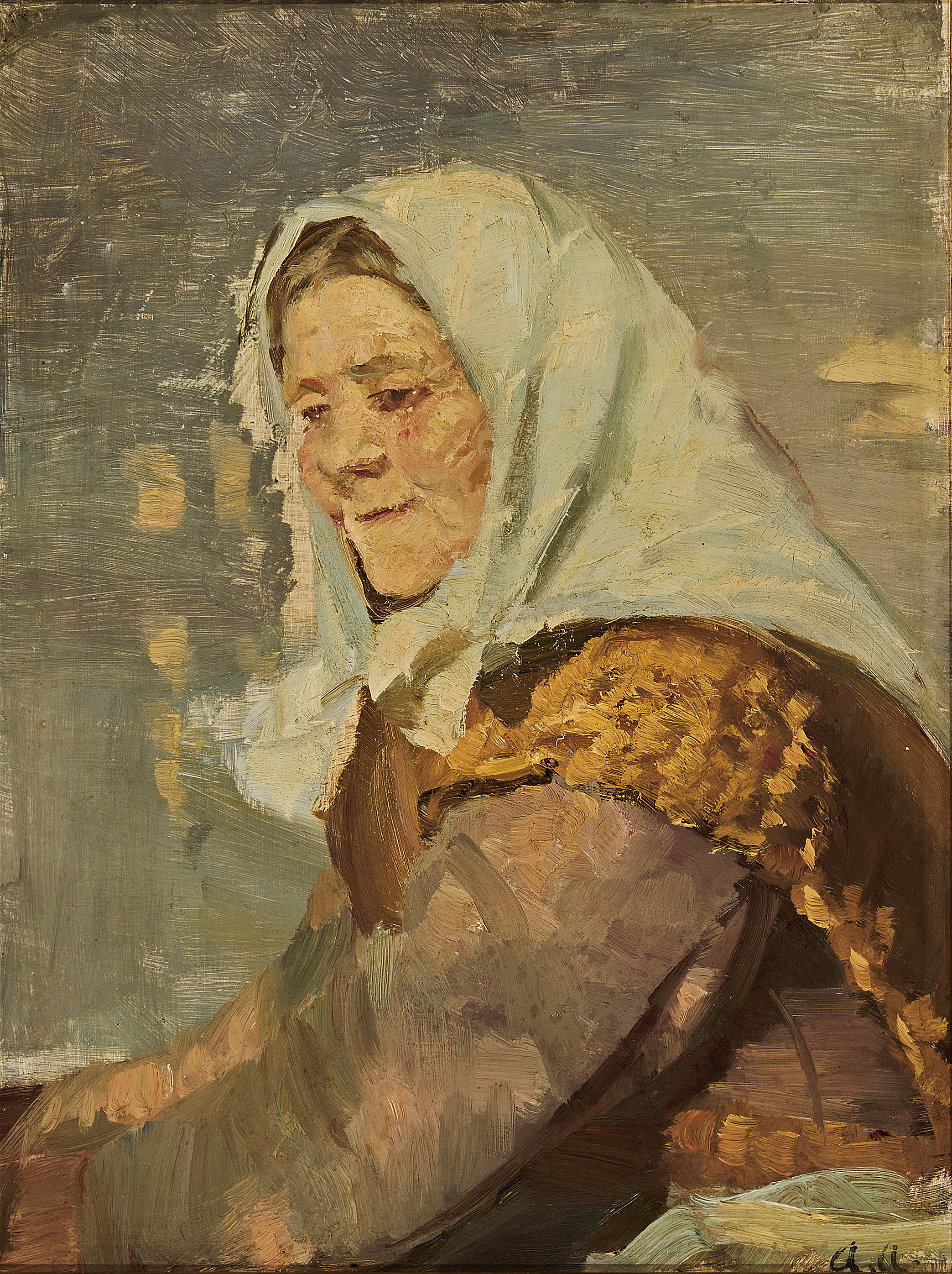 Une femme de Skagen portant un foulard blanc. - Anna Ancher - Alpha Reproduction