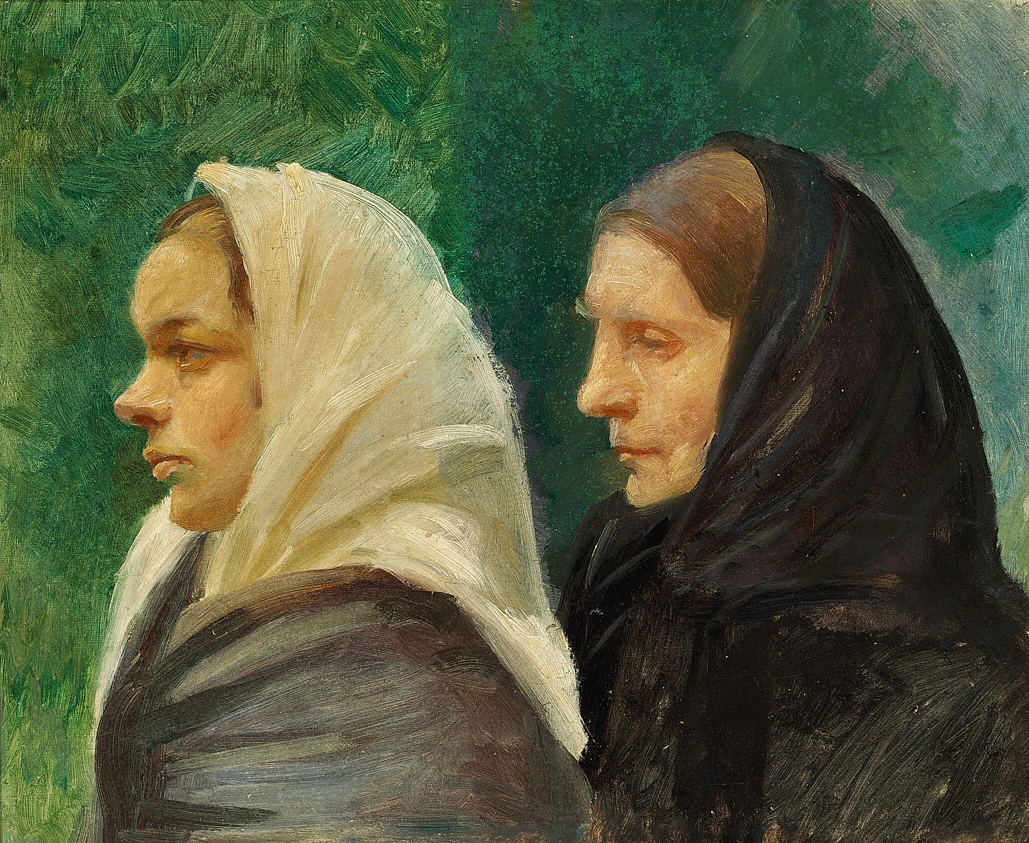 Deux femmes de profil. Étude pour un sermon en plein air. - Anna Ancher - Alpha Reproduction