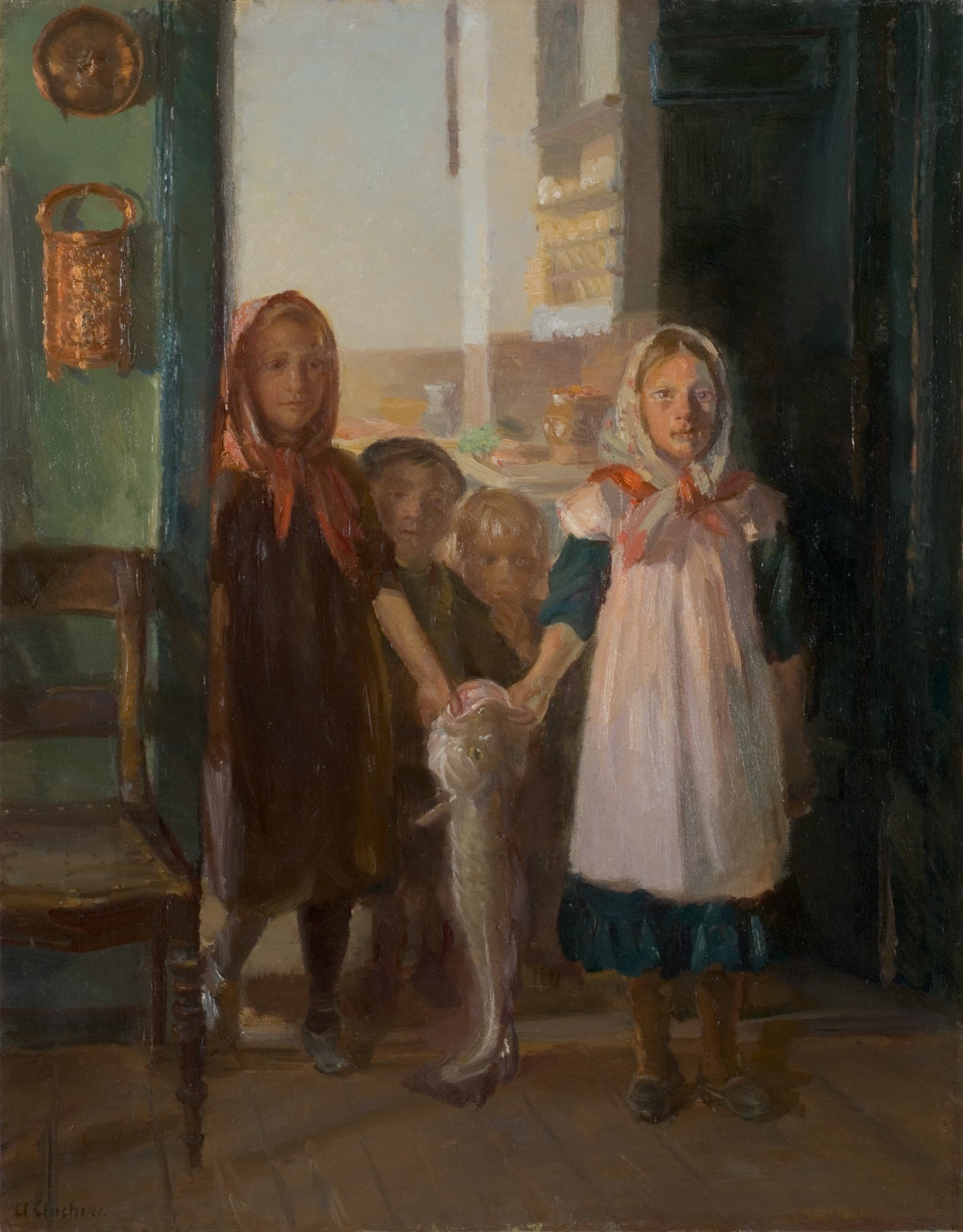 Petites filles avec une morue - Anna Ancher - Alpha Reproduction