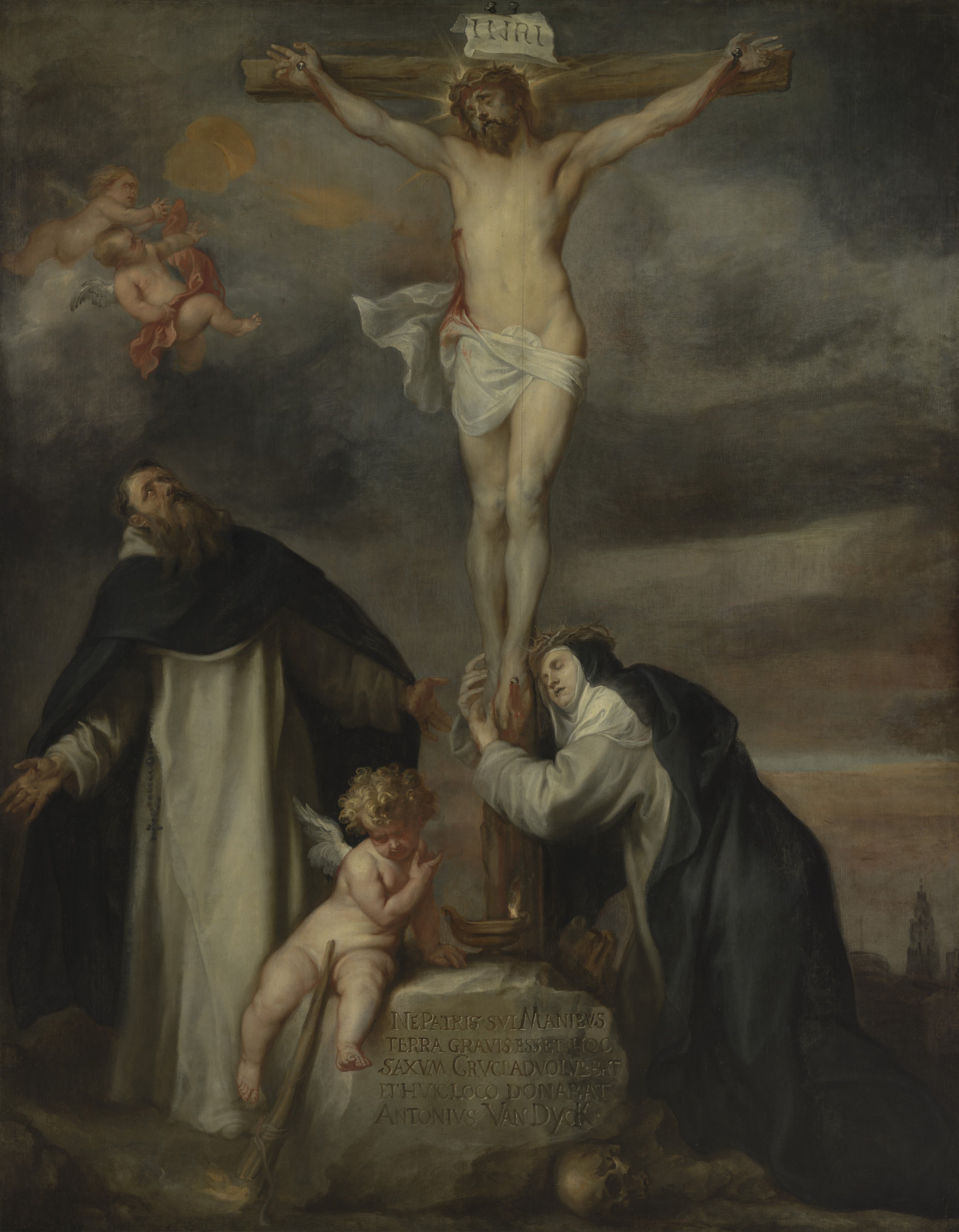 Le Christ en croix avec sainte Catherine de Sienne, saint Dominique et un ange - Antoine van Dyck