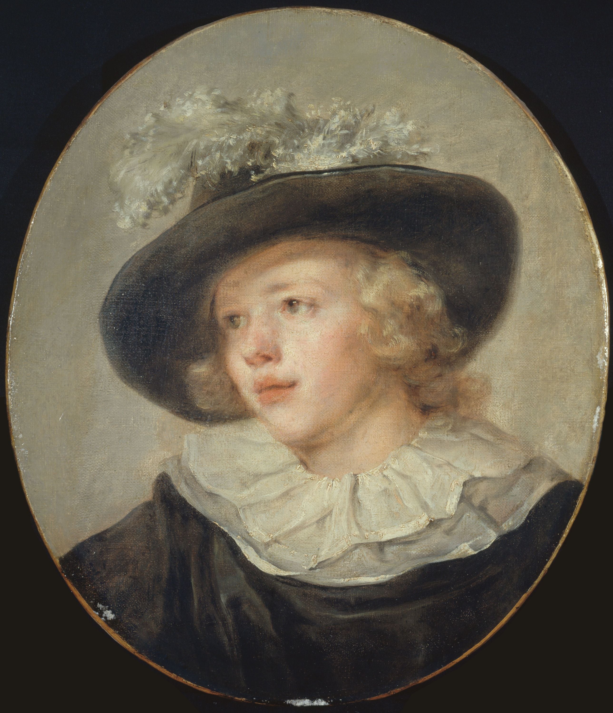Portrait de jeune garçon avec un chapeau à plumes - Jean-Honoré Fragonard