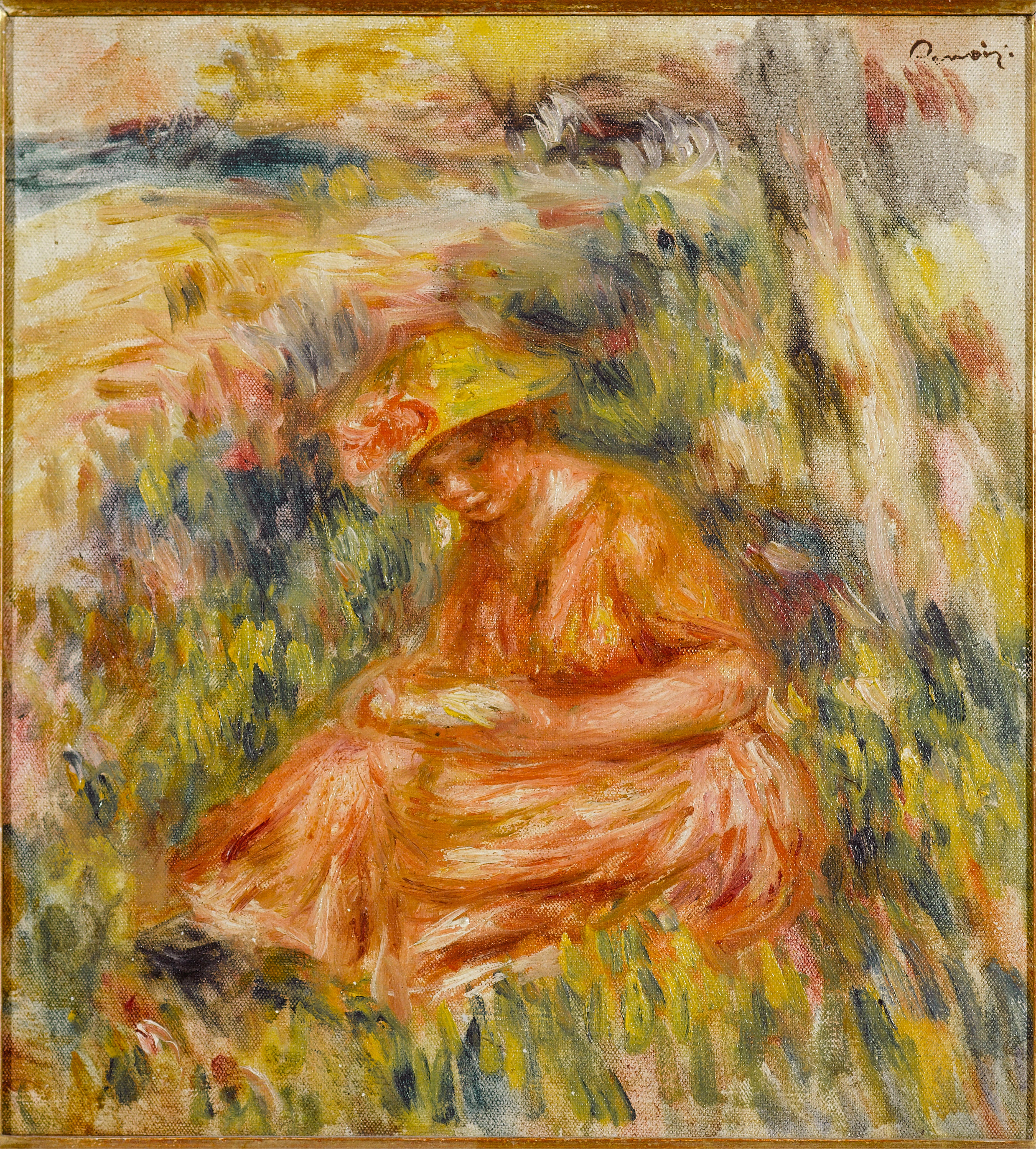 Reproduction du tableau « Femme lisant dans un paysage - Pierre-Auguste Renoir » par Alpha Reproduction en peinture à l’huile