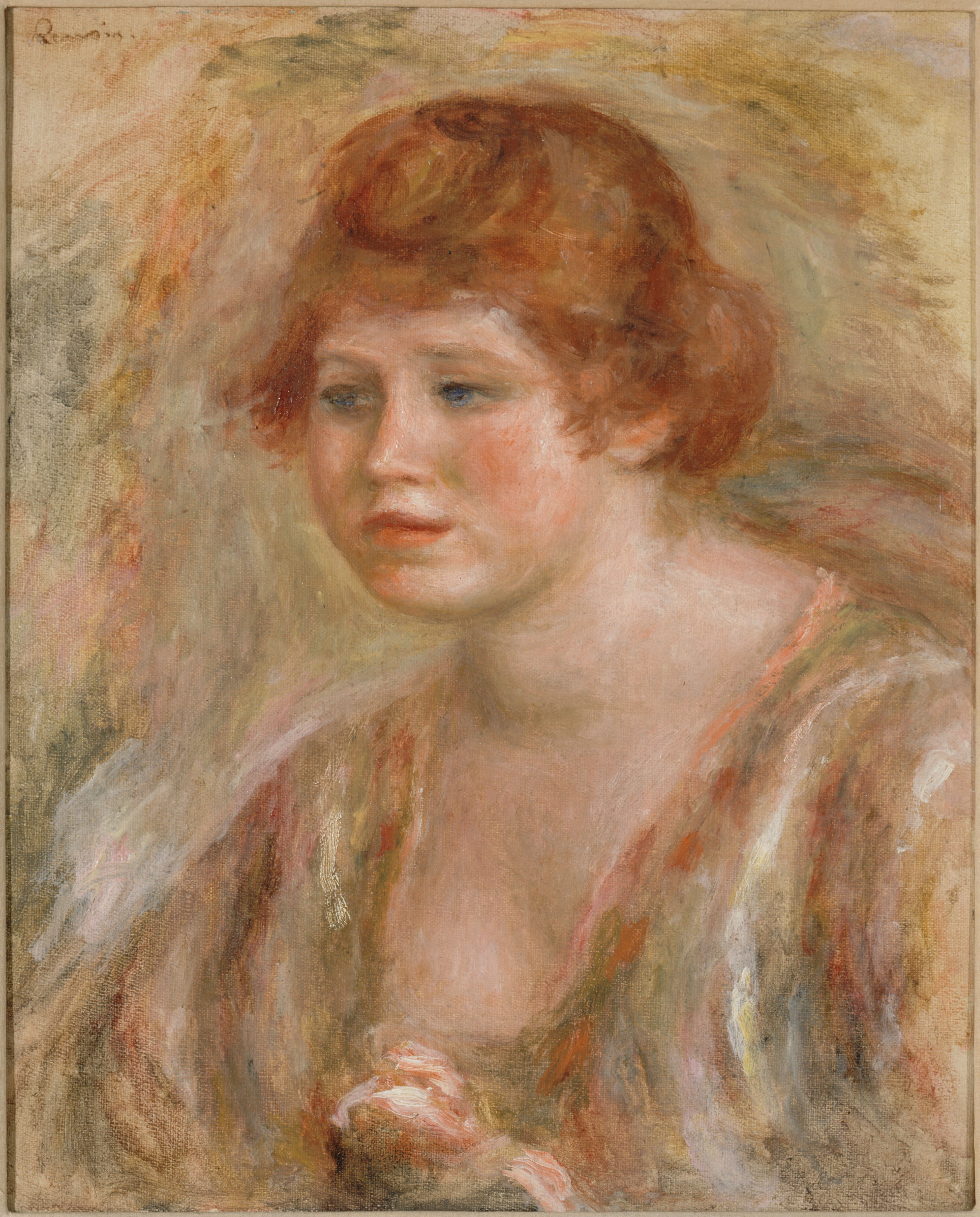 Reproduction du tableau « Jeune femme à la rose - Pierre-Auguste Renoir » par Alpha Reproduction en peinture à l’huile