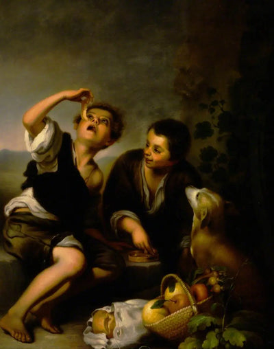 Enfants avec un chien et un panier de fruits (d’après Bartolomé Esteban Murillo) - Bartolomé Esteban Murillo - Alpha
