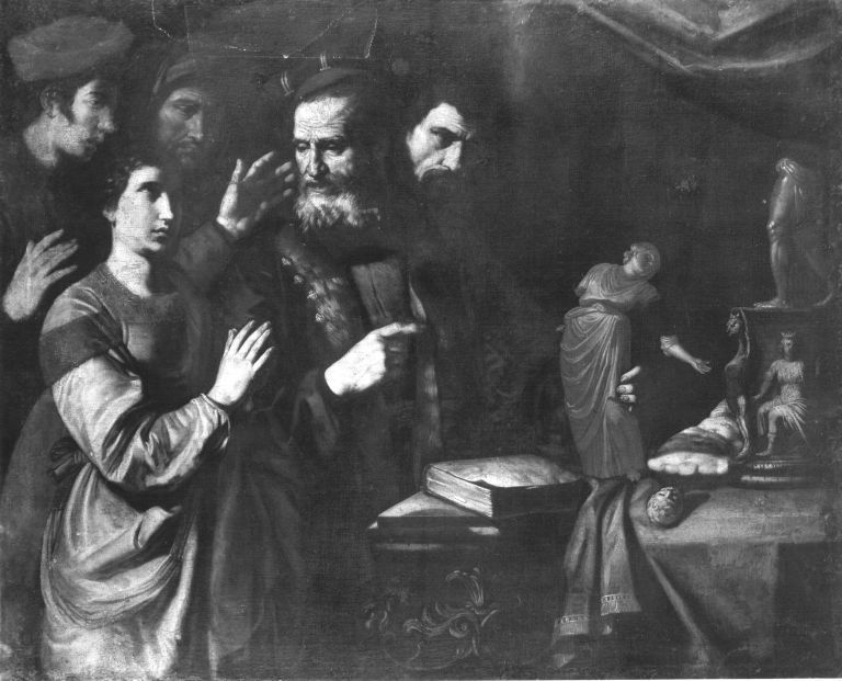 Die hl. Katharina soll zum Götzendienst zurückkehren - Bartolomeo Manfredi