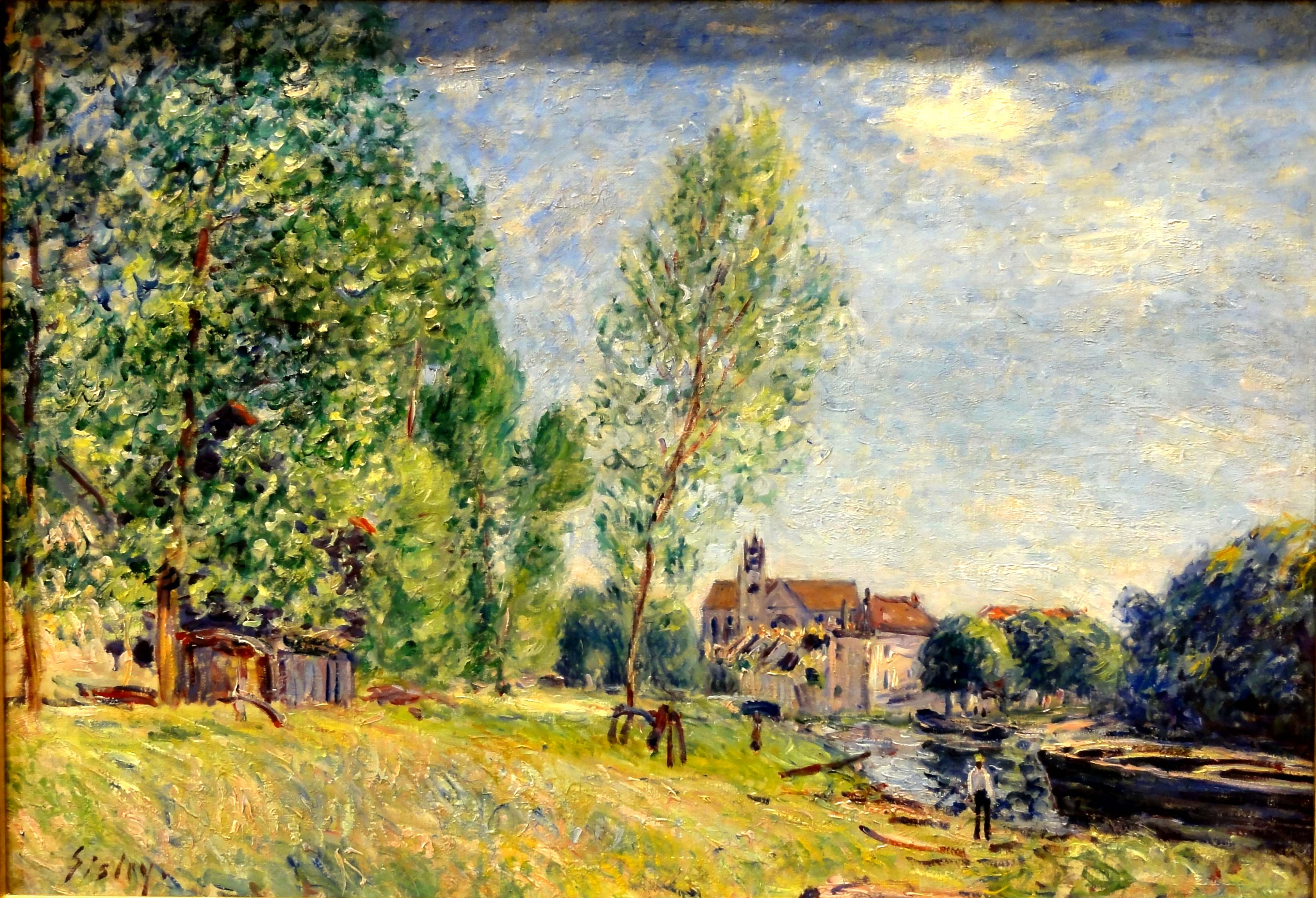 Reproduction du tableau « Moret, le chantier naval à Matrat - Alfred Sisley » par Alpha Reproduction en peinture à l’huile