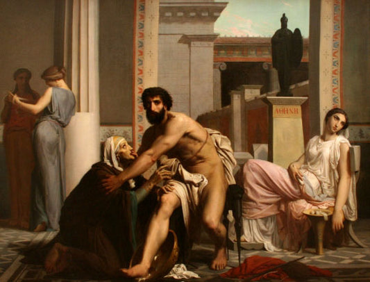 Reproduction du tableau « Ulysse reconnu par sa nourrice à son retour de Troie - Bouguereau » par Alpha Reproduction en peinture à l’huile