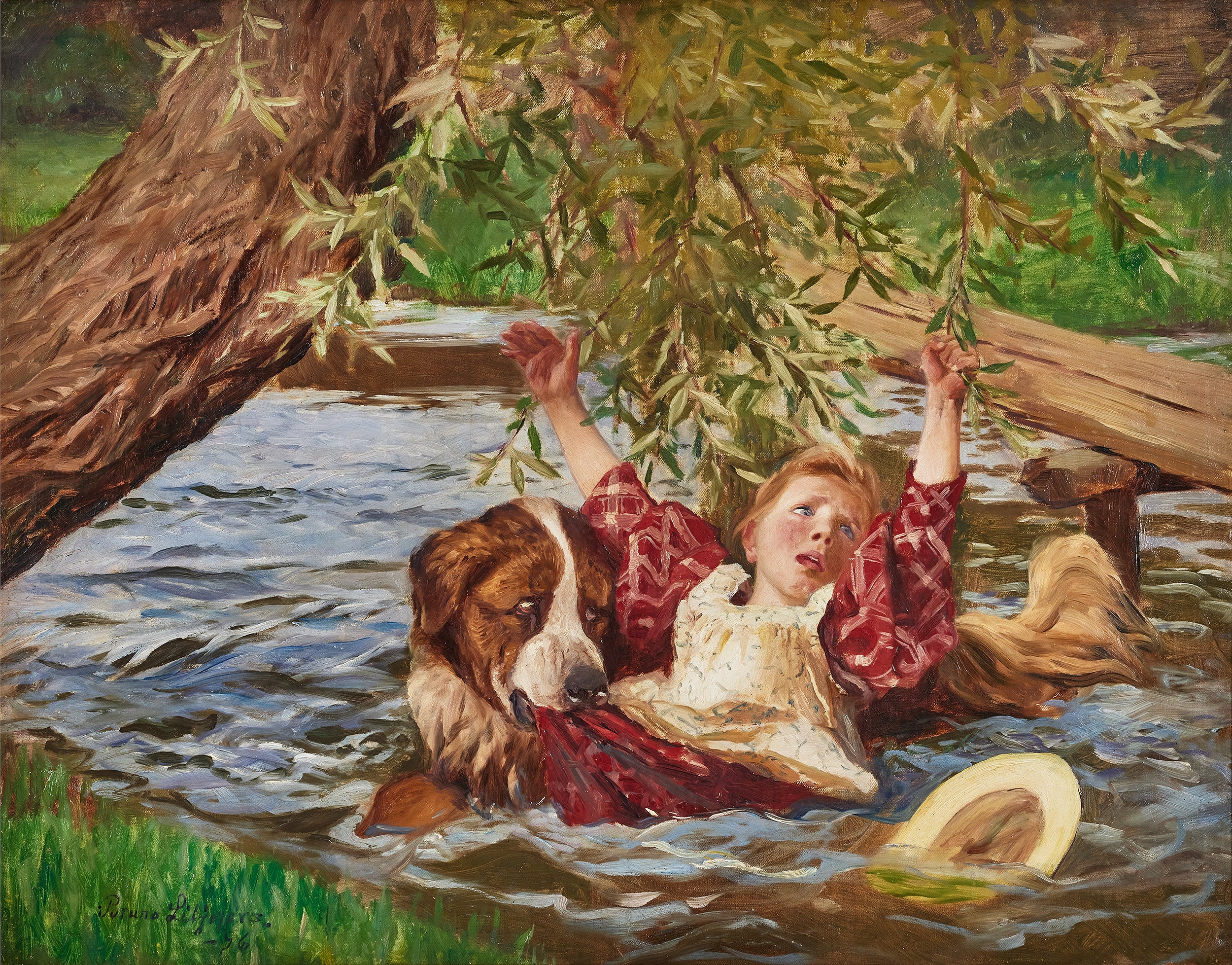 Fille et Saint-Bernard - Bruno Liljefors