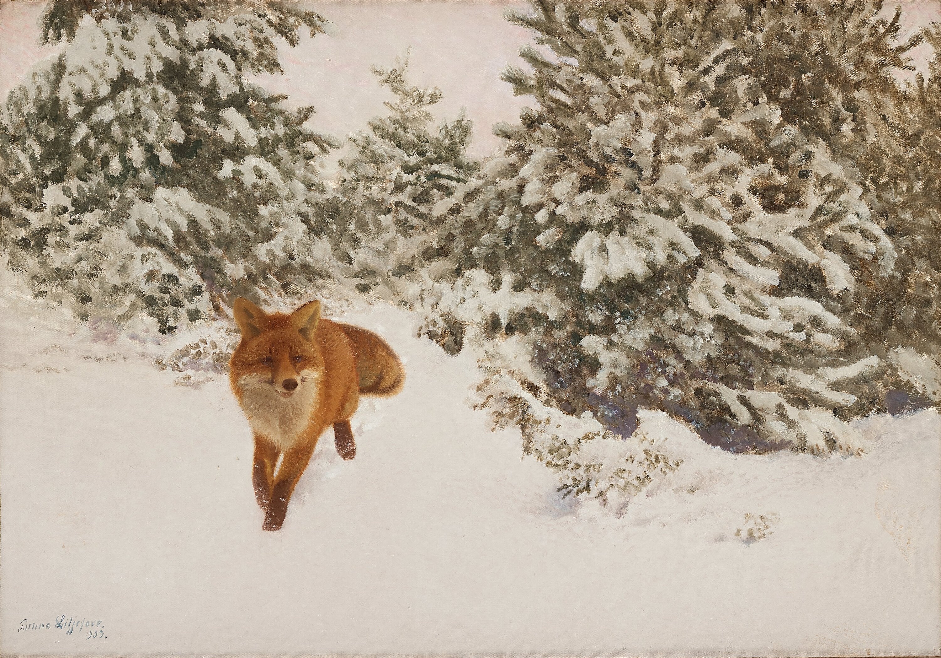 Paysage d'hiver avec renard - Bruno Liljefors