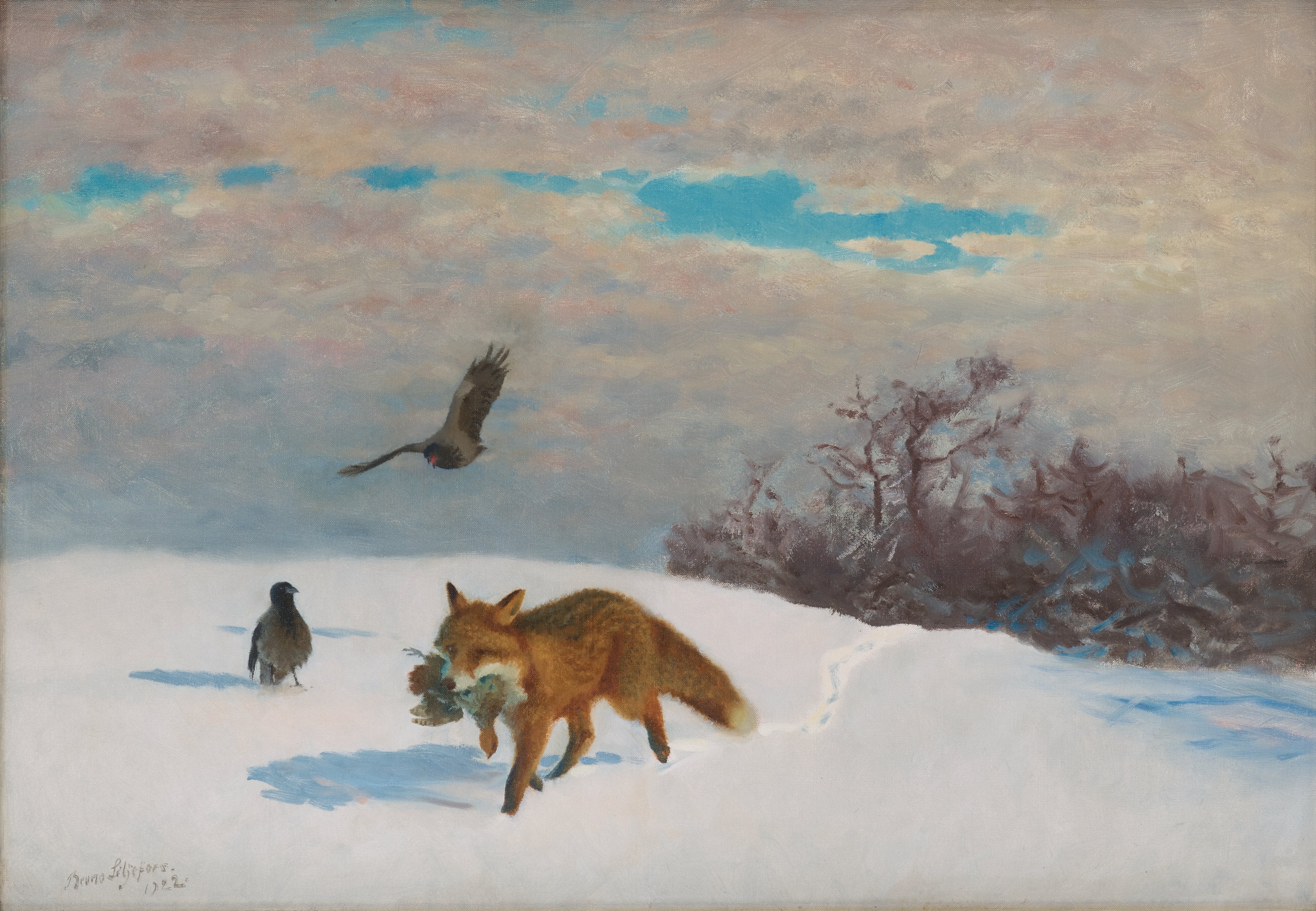 Paysage d'hiver avec renard et proie - Bruno Liljefors