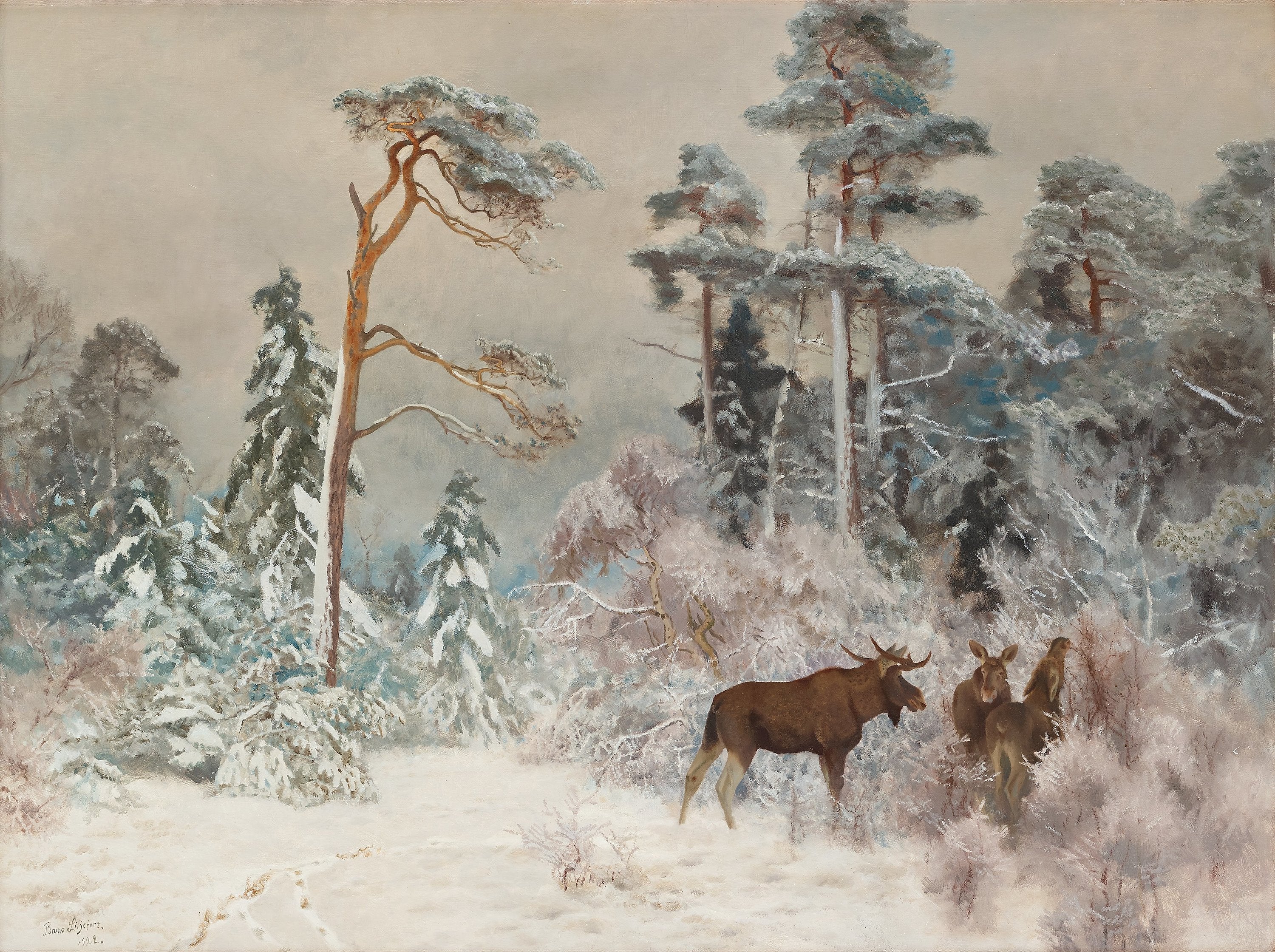Orignal dans un paysage hivernal - Bruno Liljefors