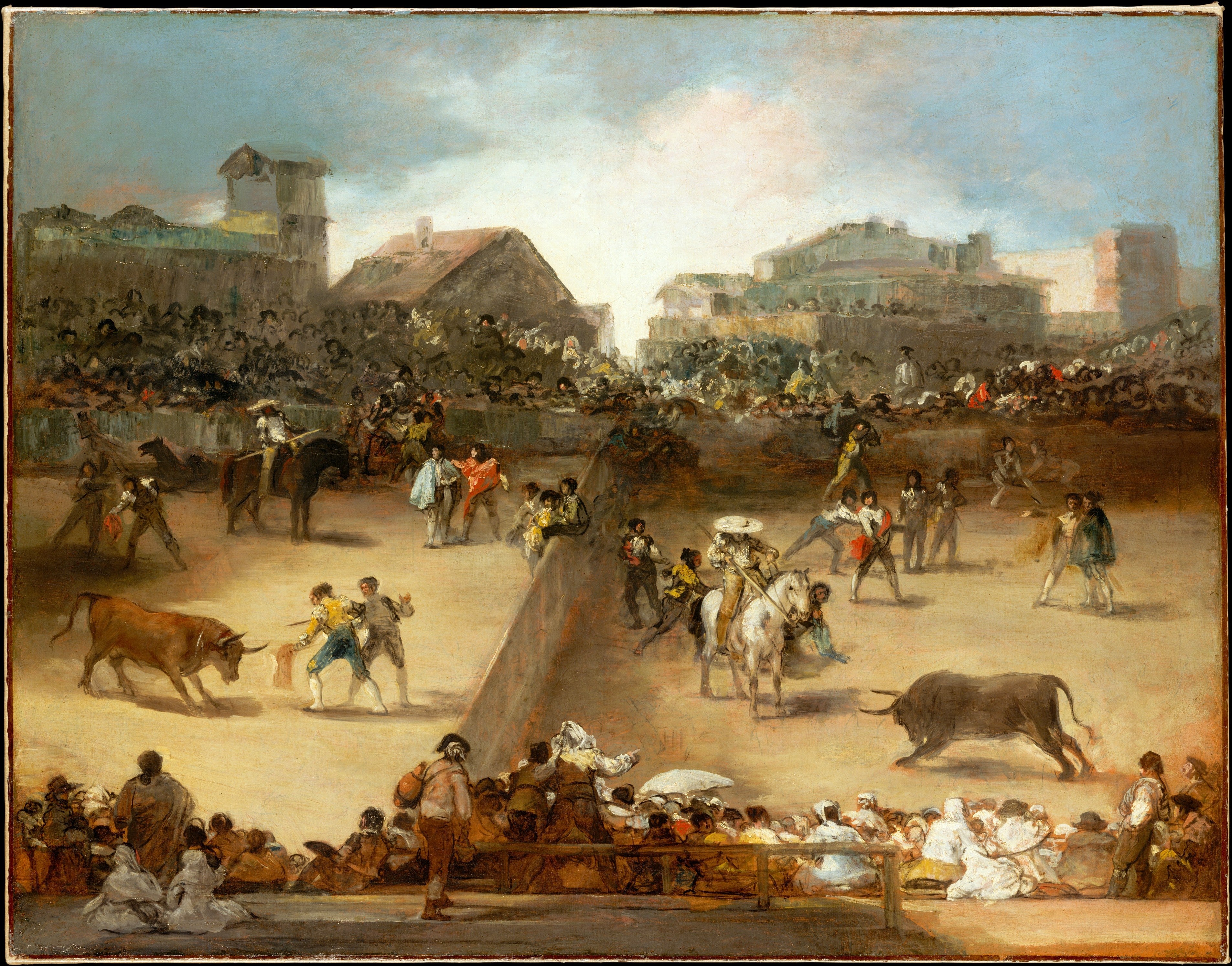 Reproduction du tableau « Corrida dans l'arène divisée - Francisco de Goya » par Alpha Reproduction en peinture à l’huile