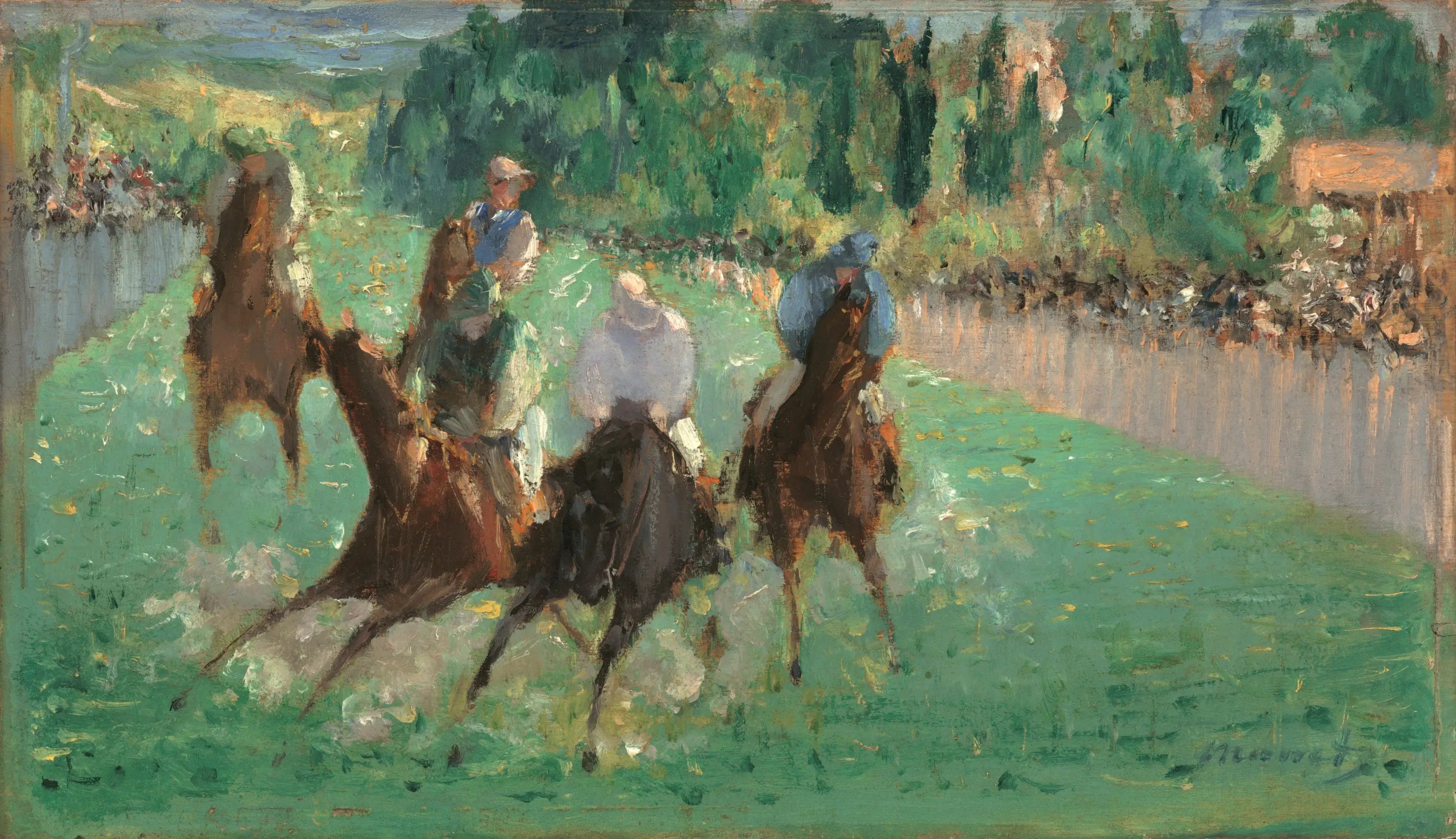 Reproduction du tableau « Courses à Longchamp - Édouard Manet » par Alpha Reproduction en peinture à l’huile