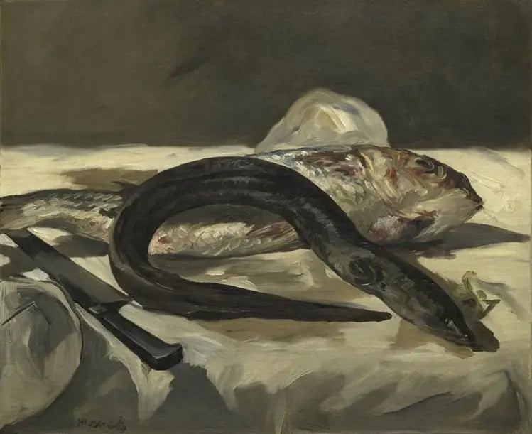 Reproduction du tableau « Anguille et Rouget - Édouard Manet » par Alpha Reproduction en peinture à l’huile