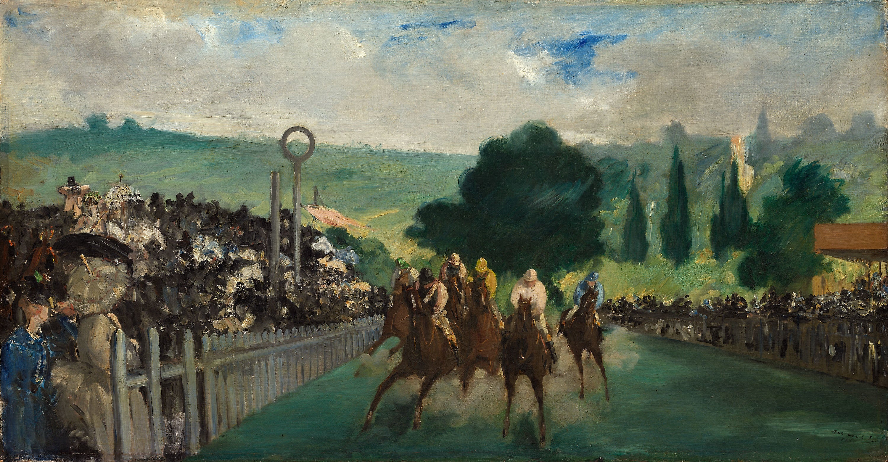 Reproduction du tableau « Les Courses à Longchamp - Édouard Manet » par Alpha Reproduction en peinture à l’huile
