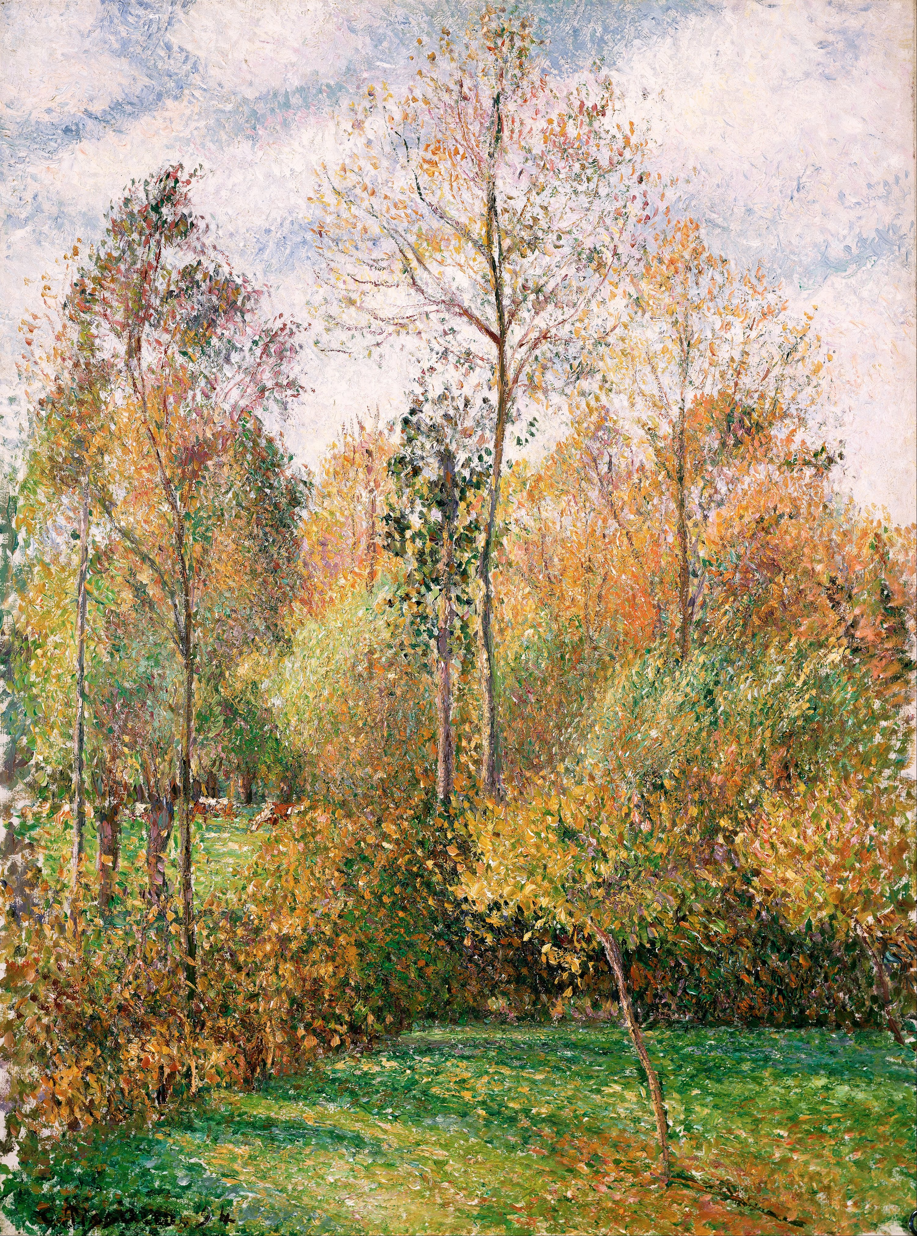 Reproduction du tableau « Automne, Peupliers, Éragny - Camille Pissarro » par Alpha Reproduction en peinture à l’huile