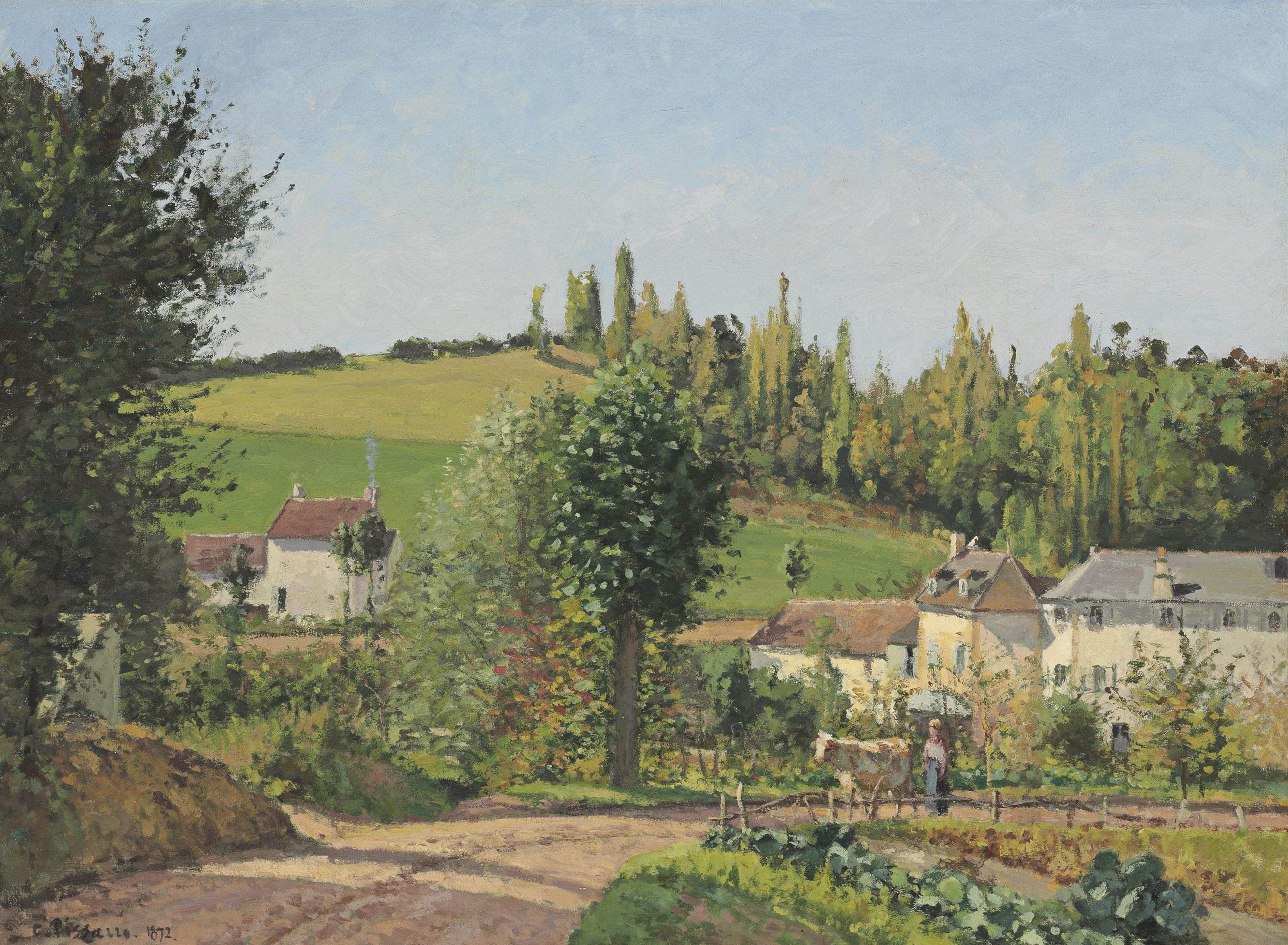 Reproduction du tableau « Hameau aux environs de Pontoise - Camille Pissarro » par Alpha Reproduction en peinture à l’huile