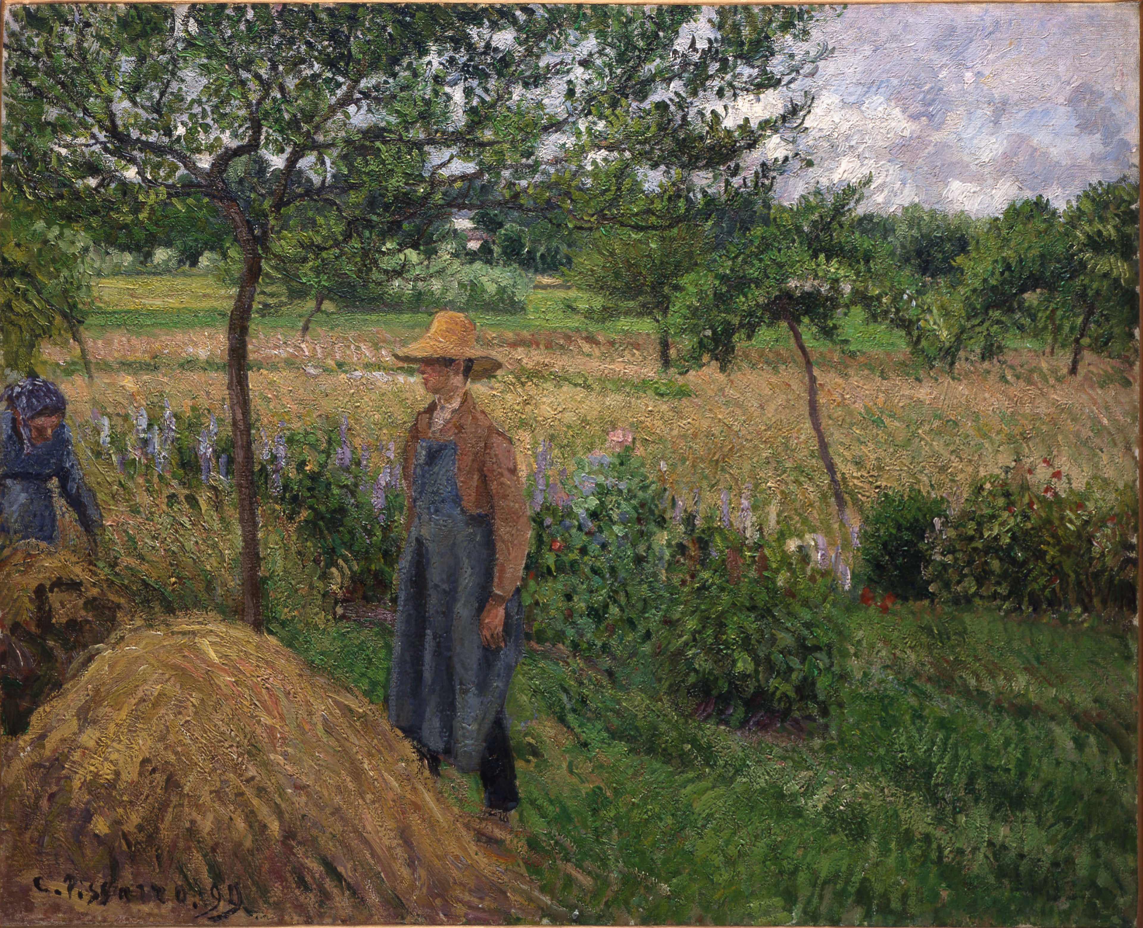 Reproduction du tableau « Jardinier devant une meule, temps gris, Éragny - Camille Pissarro » par Alpha Reproduction en peinture à l’huile