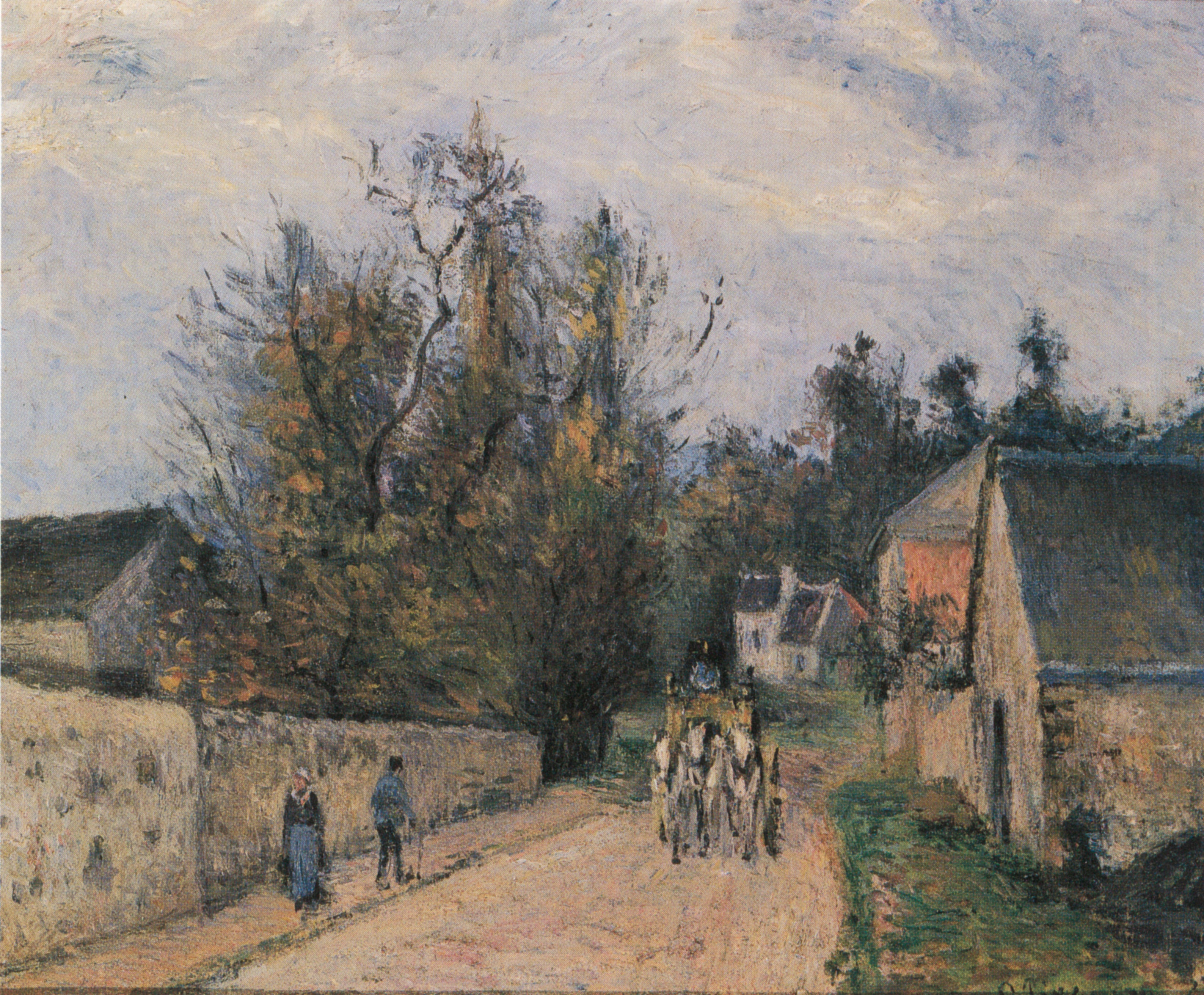 Reproduction du tableau « La Diligence, route d'Ennery à l'Hermitage, Pontoise - Camille Pissarro » par Alpha Reproduction en peinture à l’huile