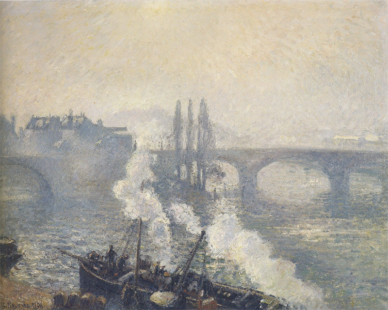 Reproduction du tableau « Le Pont Corneille à Rouen, brume du matin - Camille Pissarro » par Alpha Reproduction en peinture à l’huile