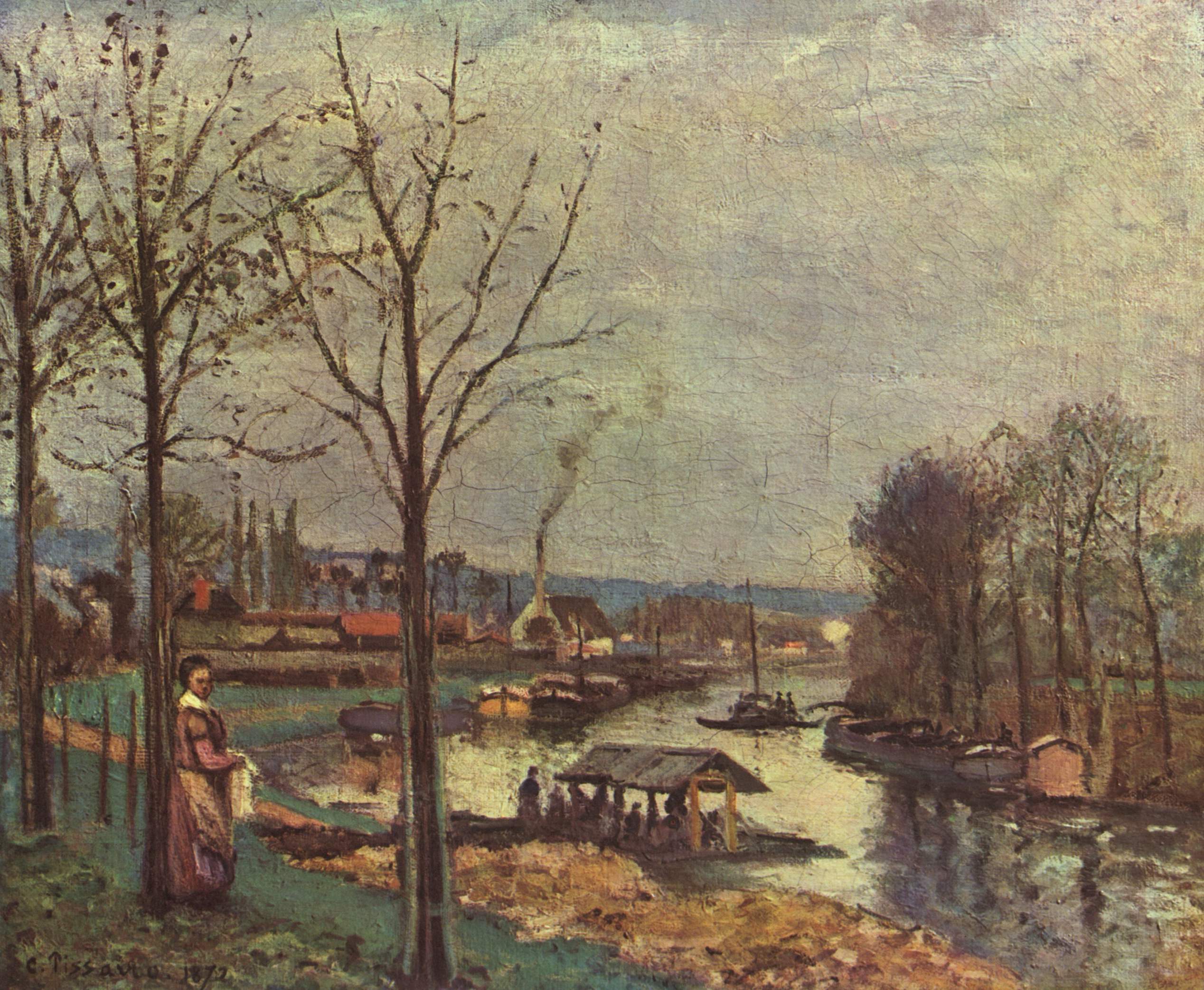 Reproduction du tableau « La Seine à Port-Marly, le lavoir - Camille Pissarro » par Alpha Reproduction en peinture à l’huile