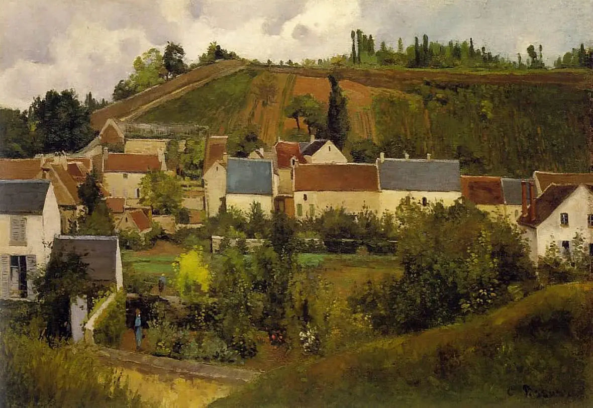 Reproduction du tableau « Vue de L'Hermitage, Côte des Gratte-Coqs, Pontoise - Camille Pissarro » par Alpha Reproduction en peinture à l’huile