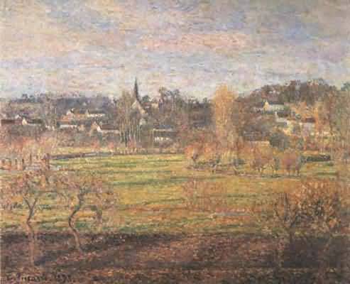 Reproduction du tableau « Février, soleil levant, Bazincourt - Camille Pissarro » par Alpha Reproduction en peinture à l’huile