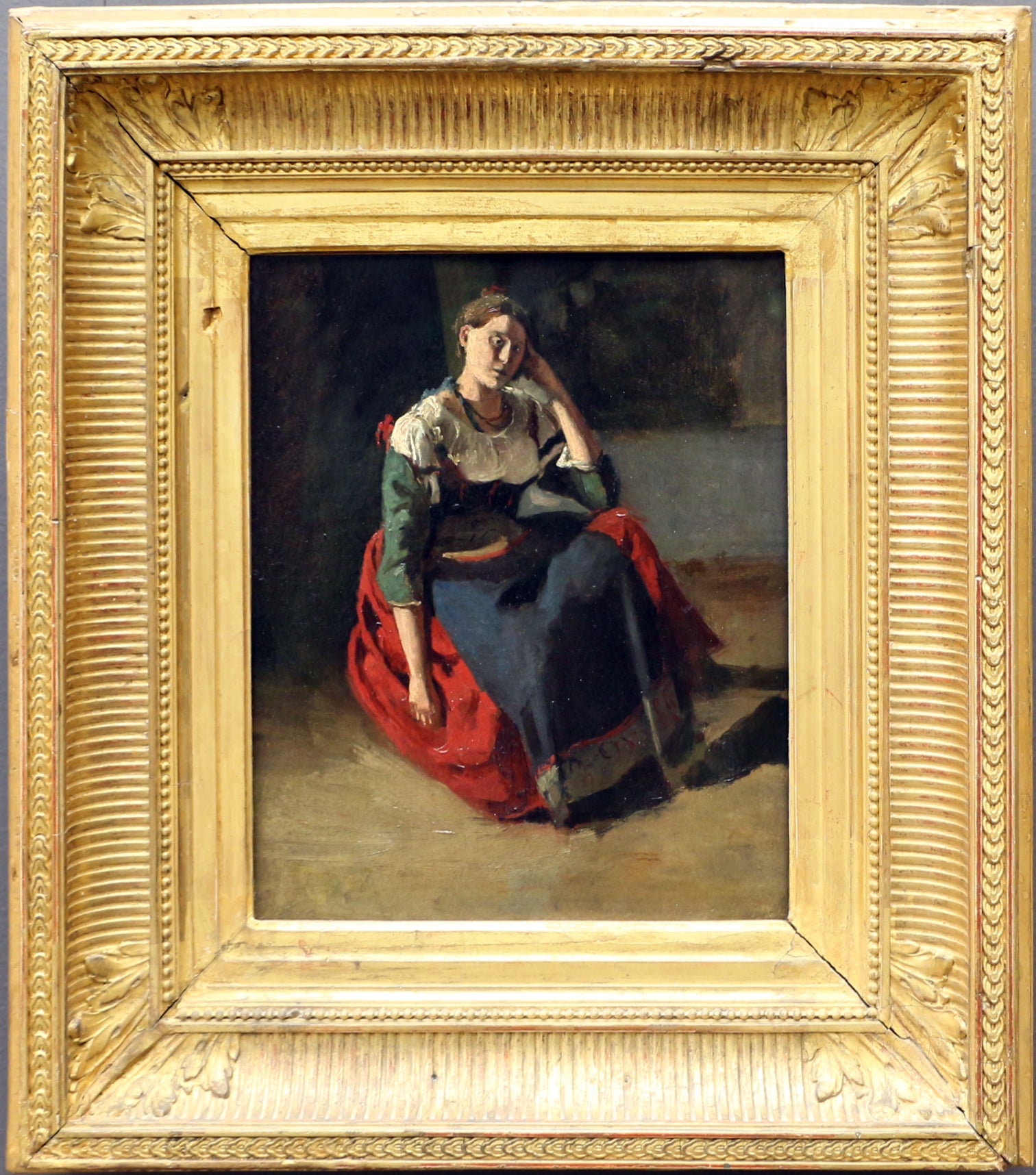 Italienne assise, accoudée sur son genou - Jean-Baptiste Camille Corot
