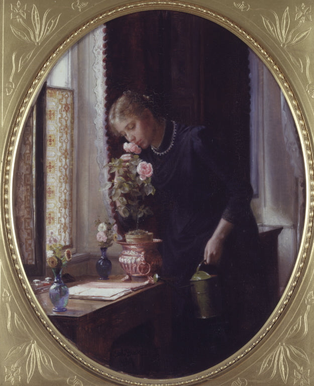 En ung pige, der lugter jusqu'en rose - Carl Heinrich Bloch