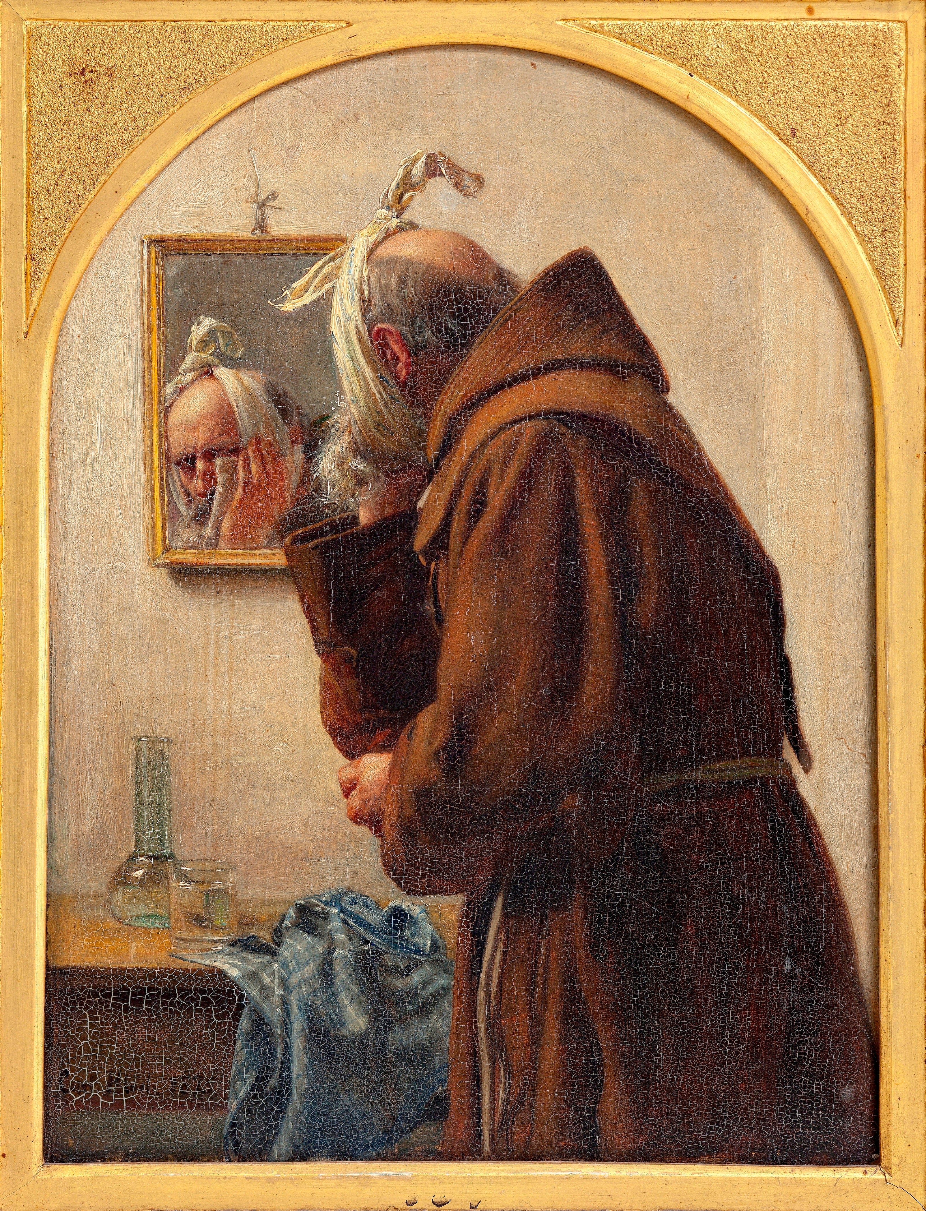 Un moine s'examine dans un miroir - Carl Heinrich Bloch