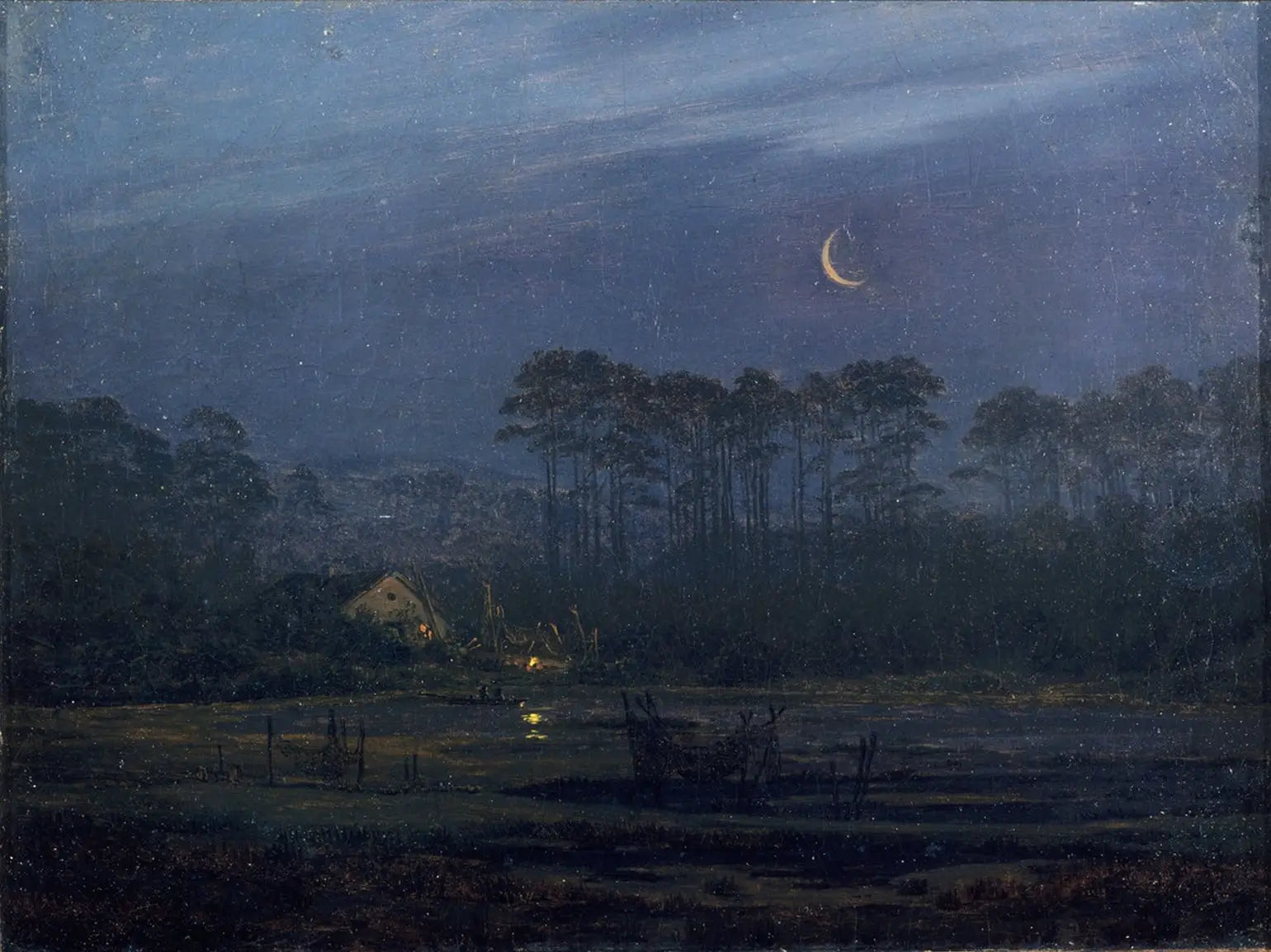 Reproduction du tableau « Soir au bord de la rivière - Caspar David Friedrich » par Alpha Reproduction en peinture à l’huile