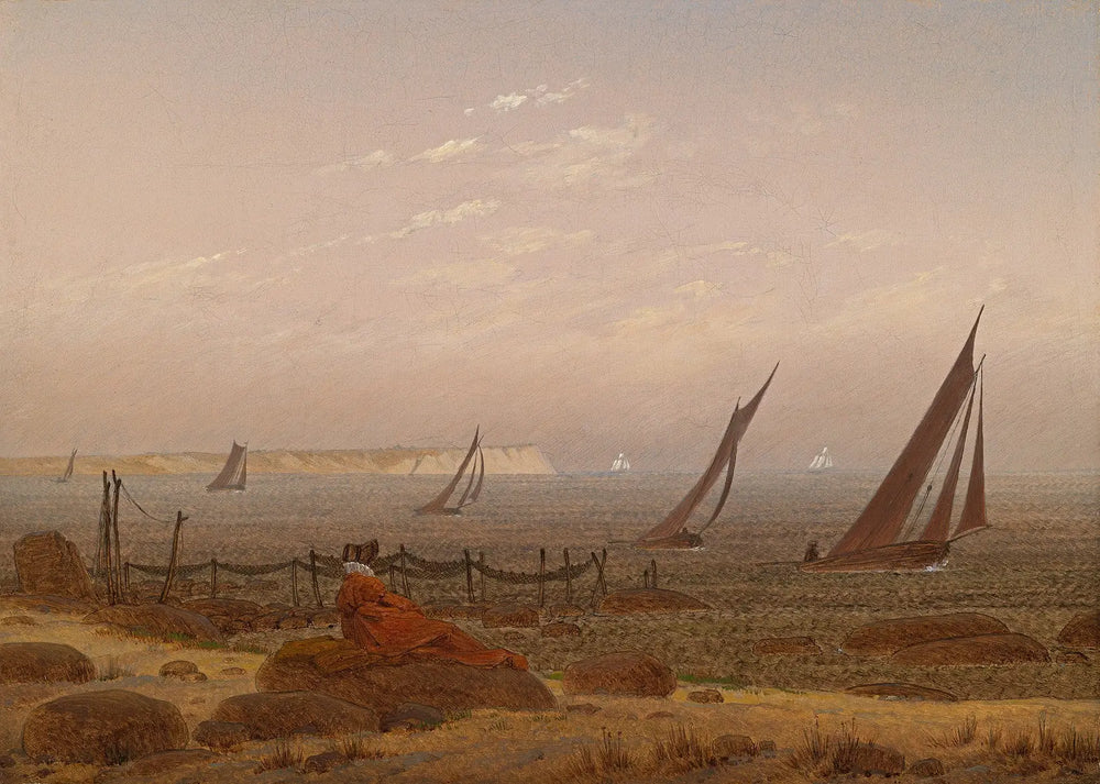 Reproduction du tableau « Femme sur la plage de Rügen - Caspar David Friedrich » par Alpha Reproduction en peinture à l’huile