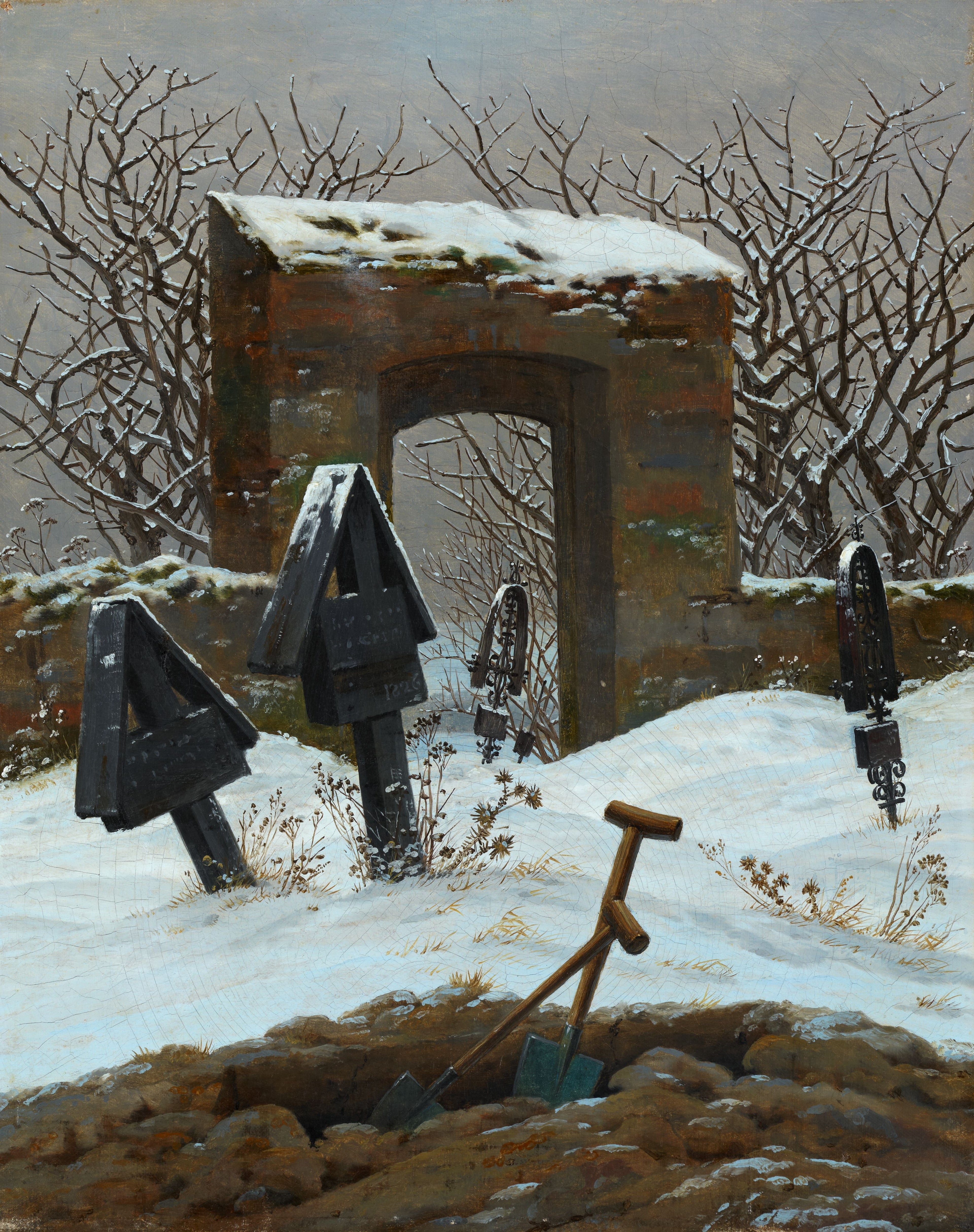 Reproduction du tableau « Cimetière sous la neige - Caspar David Friedrich » par Alpha Reproduction en peinture à l’huile