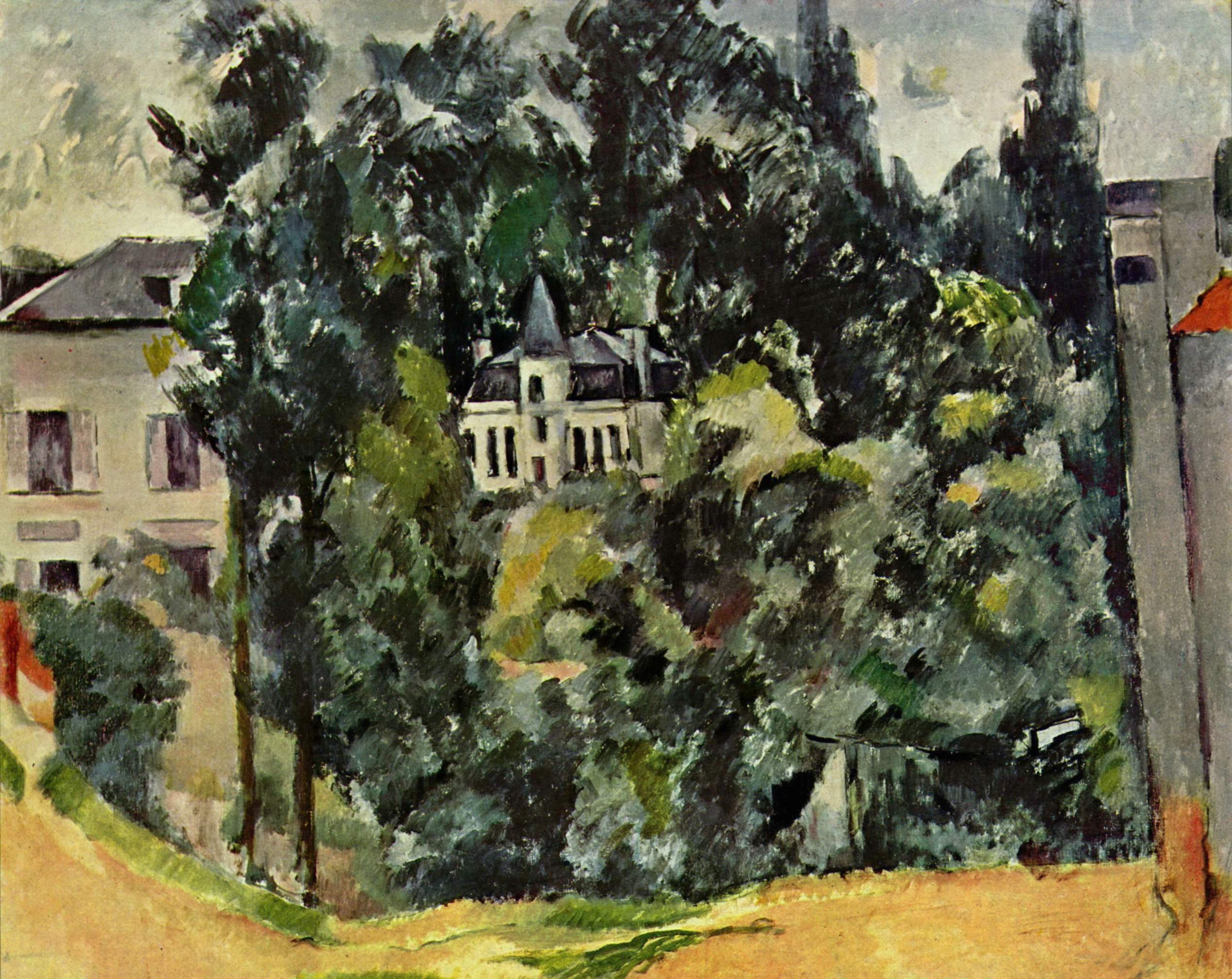 Reproduction du tableau « Château des environs de Paris - Paul Cézanne » par Alpha Reproduction en peinture à l’huile