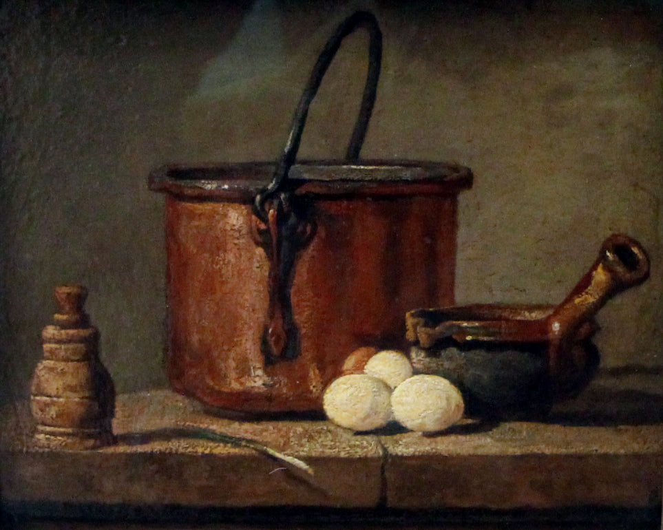 Ustensiles de cuisine, chaudron, poélon et œufs - Jean Siméon Chardin