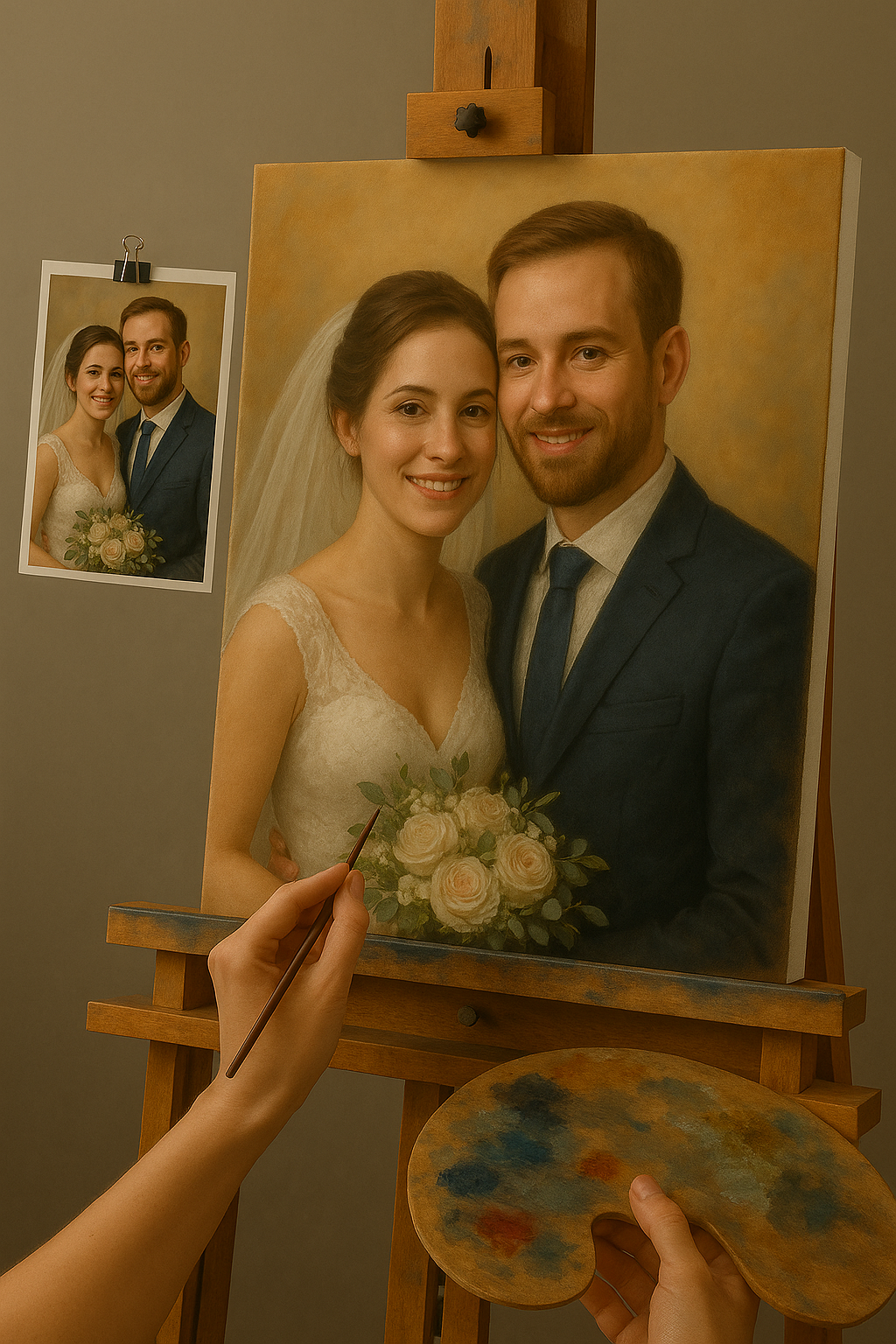 💍 Персонализированная свадебная картина – масляная живопись Эмоции и Элегантность