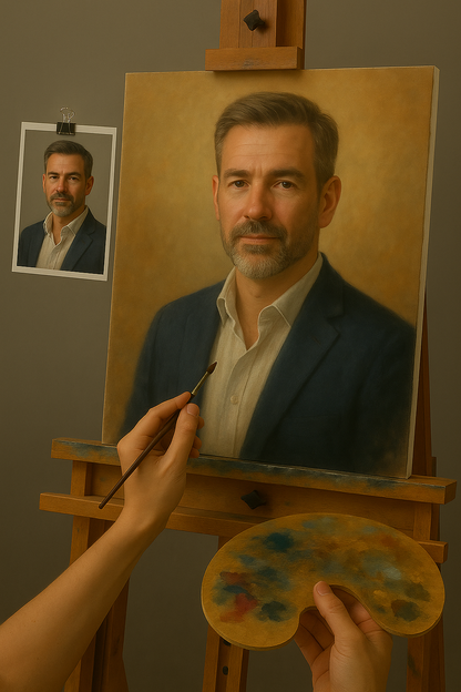 🎨 Персонализированный портрет на холсте на 1 человека – уникальная масляная живопись