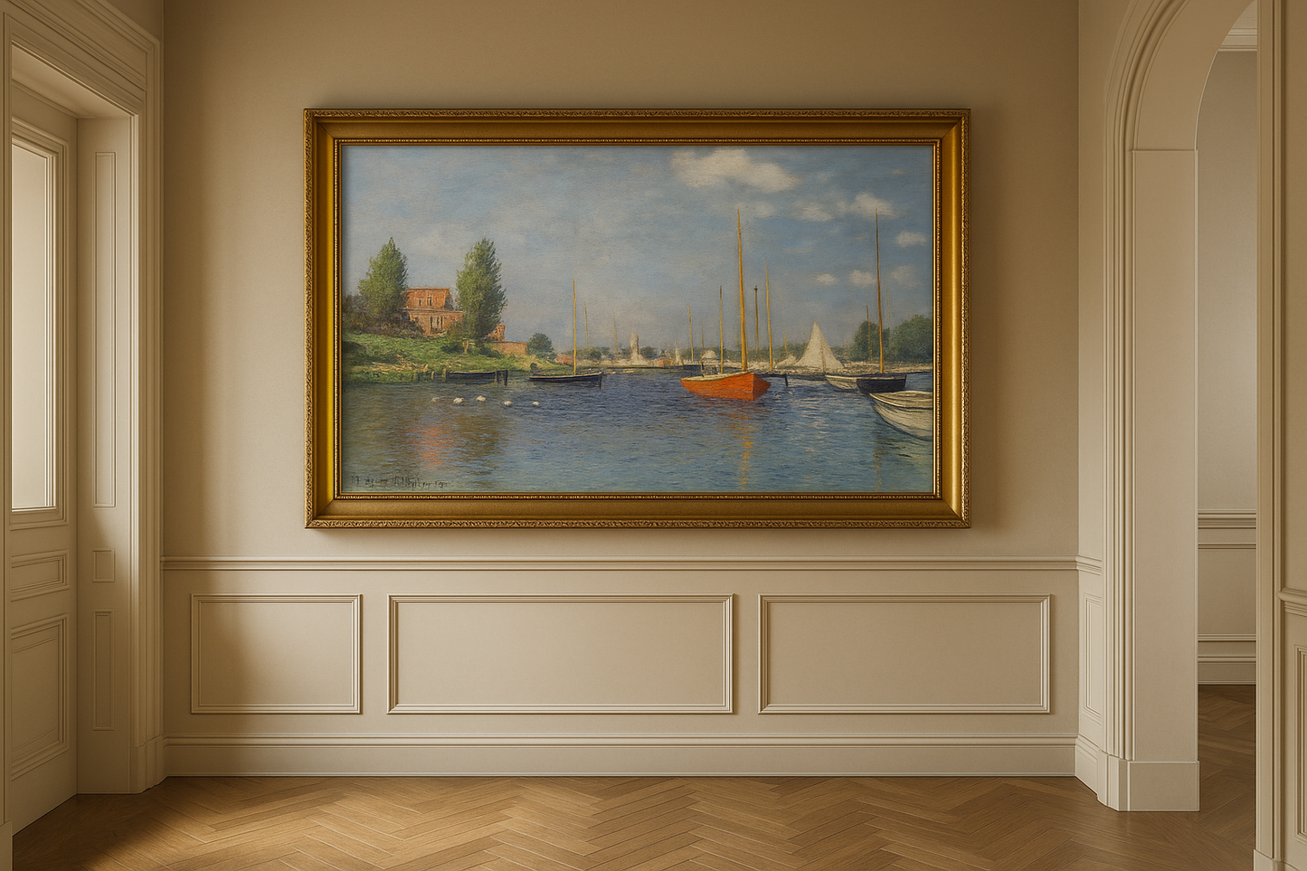 ⛵ Красная лодка в Аржантёе – Клод Моне (1875)