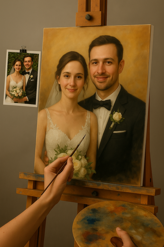 💍 Персонализированная свадебная картина – масляная живопись Эмоции и Элегантность