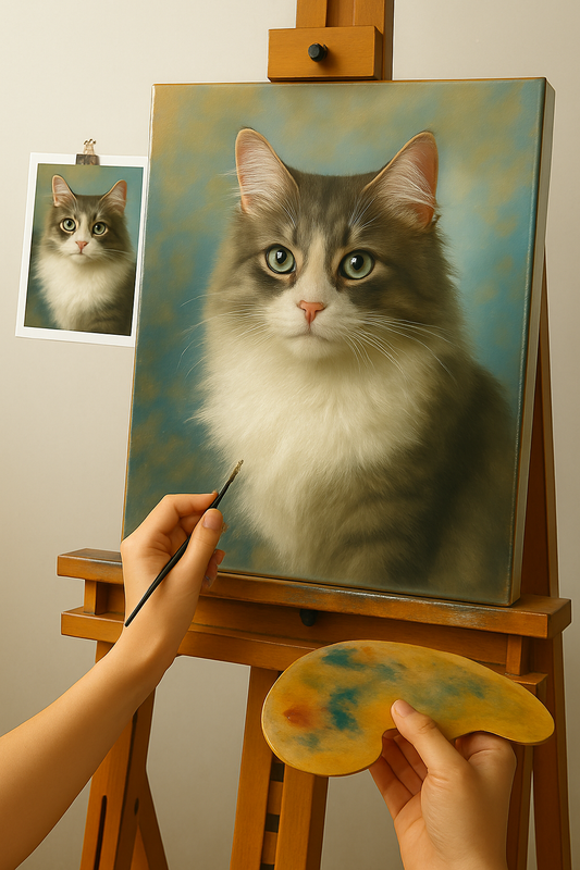 🎨 Персонализированный портрет кошки – уникальная масляная живопись