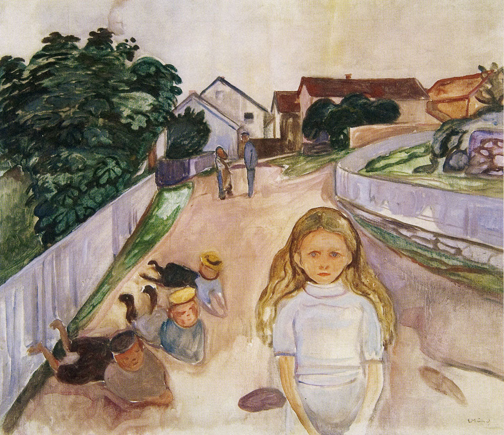 Reproduction du tableau « Enfants jouant dans la rue à Åsgårdstrand - Edvard Munch » par Alpha Reproduction en peinture à l’huile