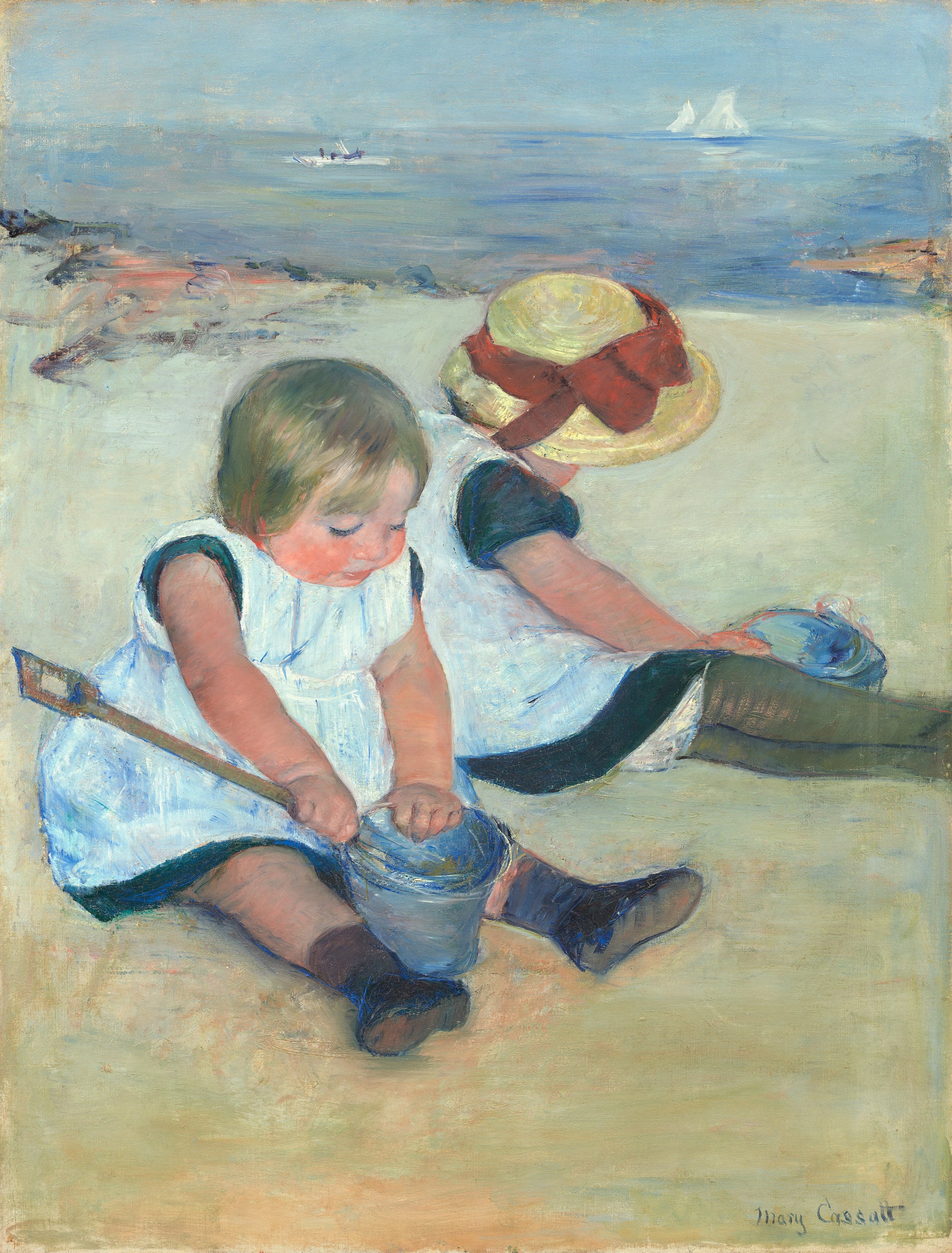 Reproduction du tableau « Enfants jouant sur la plage - Mary Cassatt » par Alpha Reproduction en peinture à l’huile