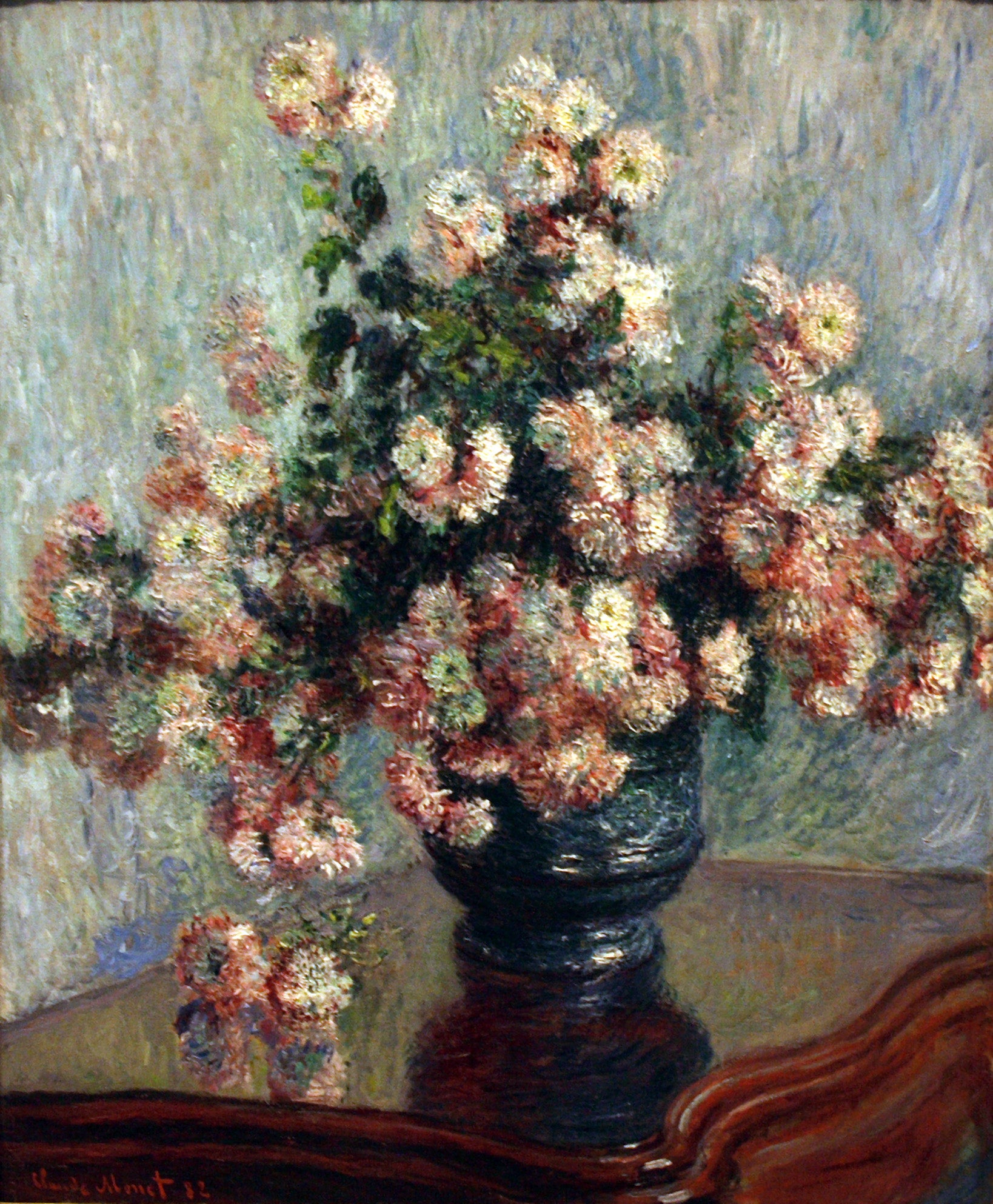 Reproduction du tableau « Les chrysanthèmes - Claude Monet » par Alpha Reproduction en peinture à l’huile