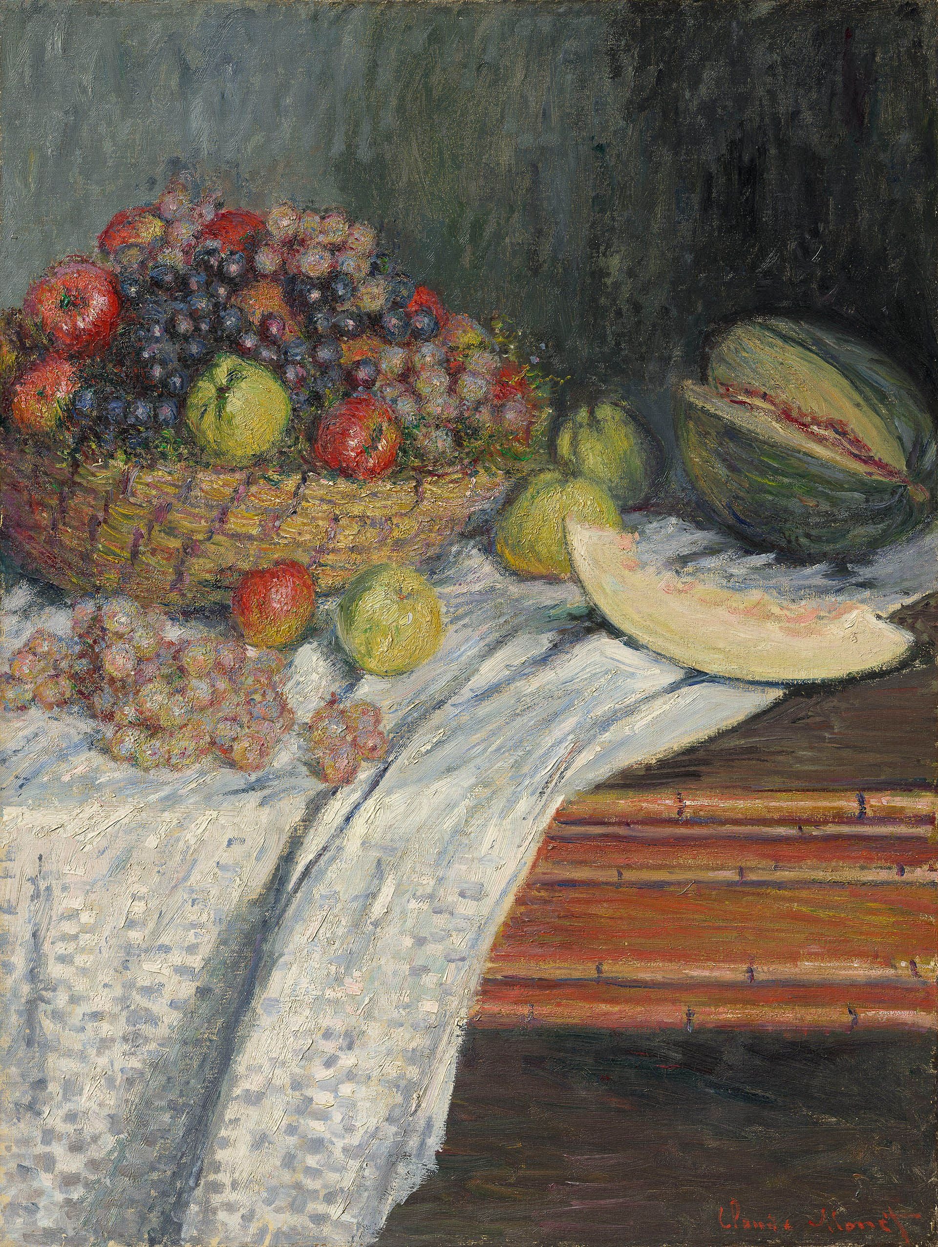 Reproduction du tableau « Nature morte au melon d'Espagne - Claude Monet » par Alpha Reproduction en peinture à l’huile