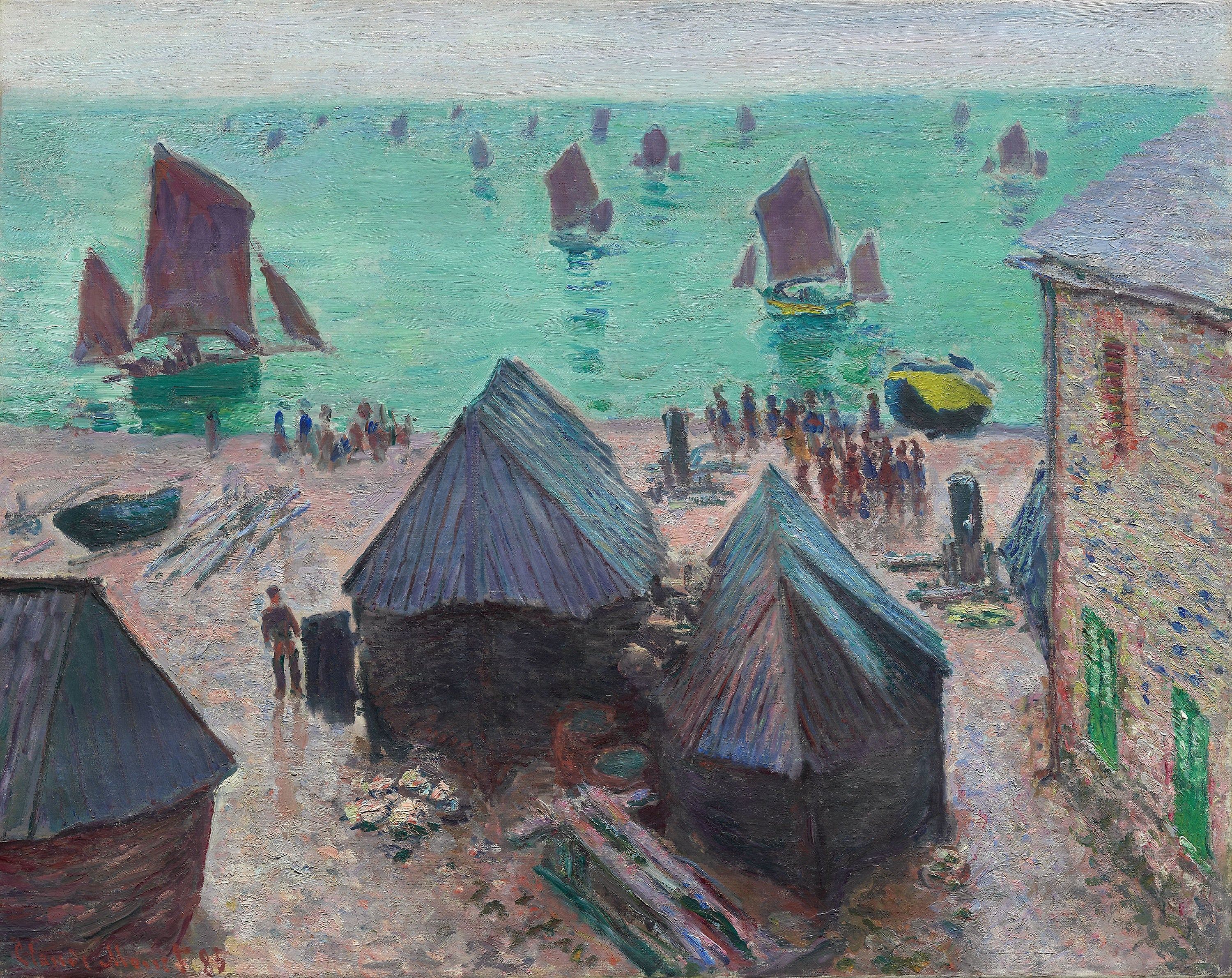 Reproduction du tableau « Le départ des bateaux, Étretat - Claude Monet » par Alpha Reproduction en peinture à l’huile