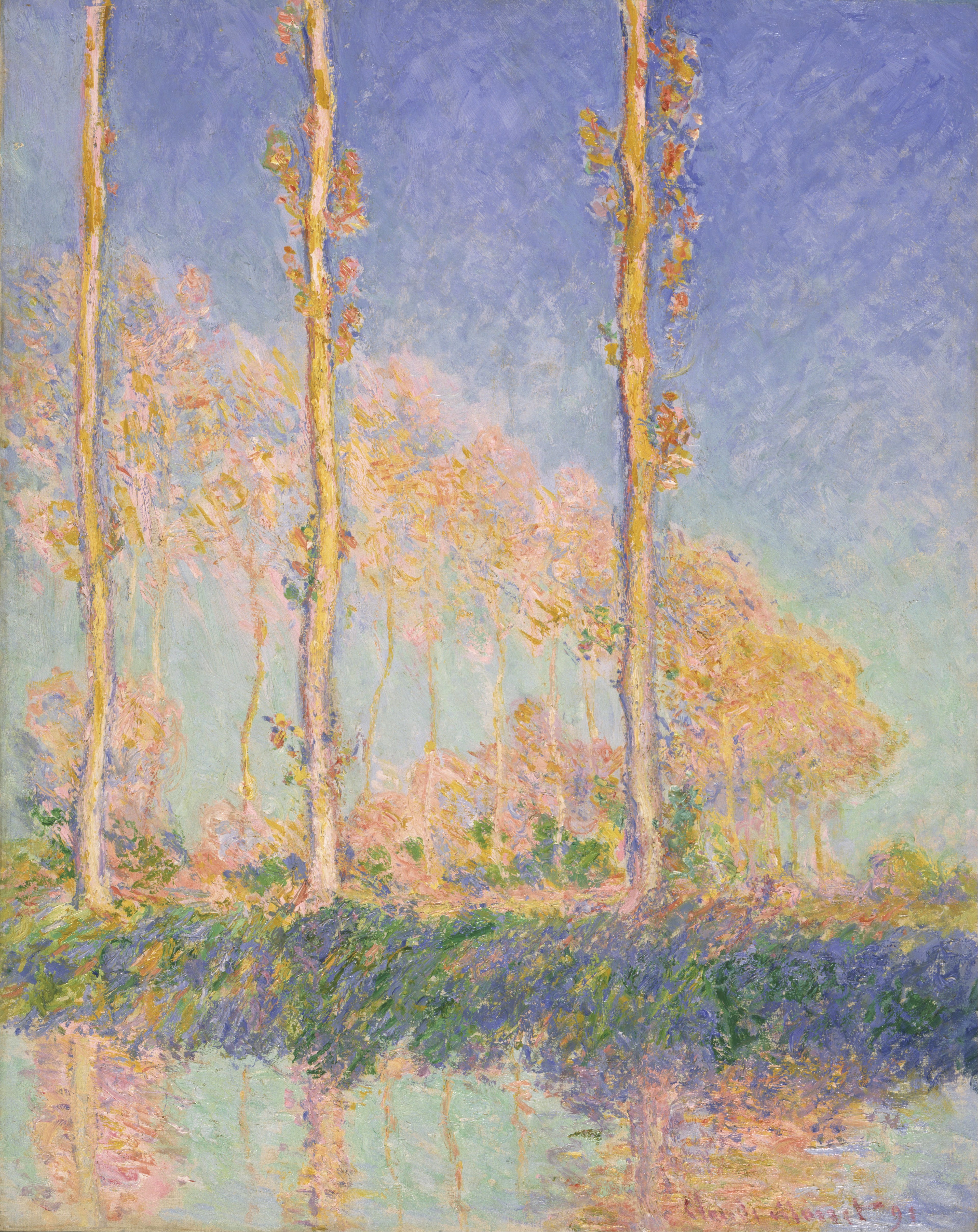 Reproduction du tableau « Les Peupliers, trois arbres roses, autumn - Claude Monet » par Alpha Reproduction en peinture à l’huile