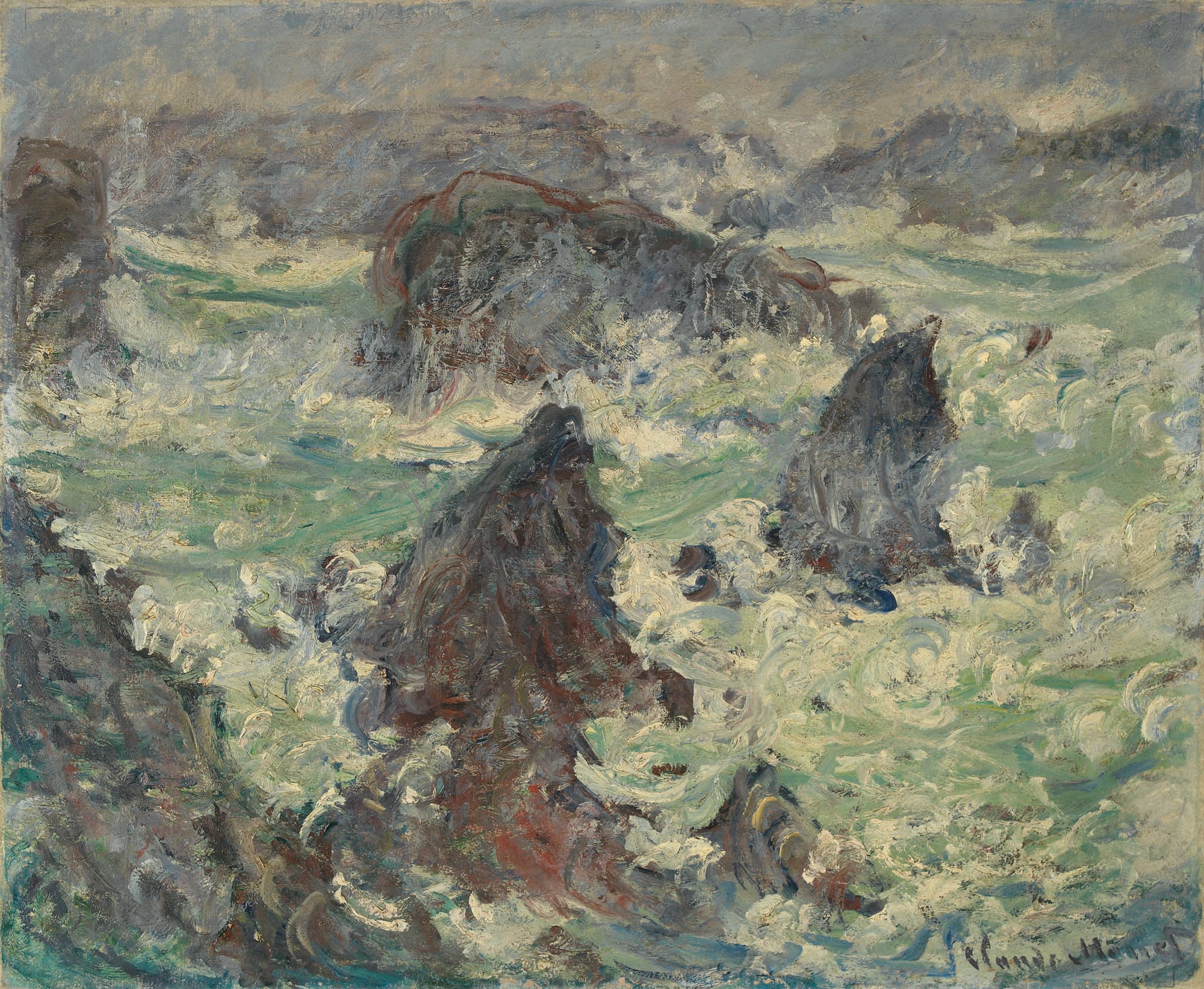 Reproduction du tableau « Tempête sur les Côtes de Belle-Île - Claude Monet » par Alpha Reproduction en peinture à l’huile