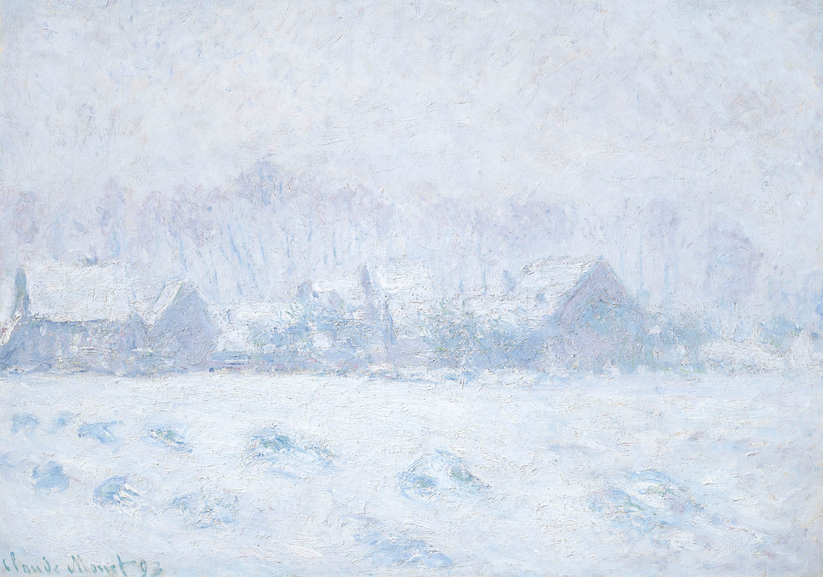 Reproduction du tableau « Effet de neige à Giverny - Claude Monet » par Alpha Reproduction en peinture à l’huile
